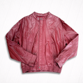 Vintage Red Leather Bomber Jacket