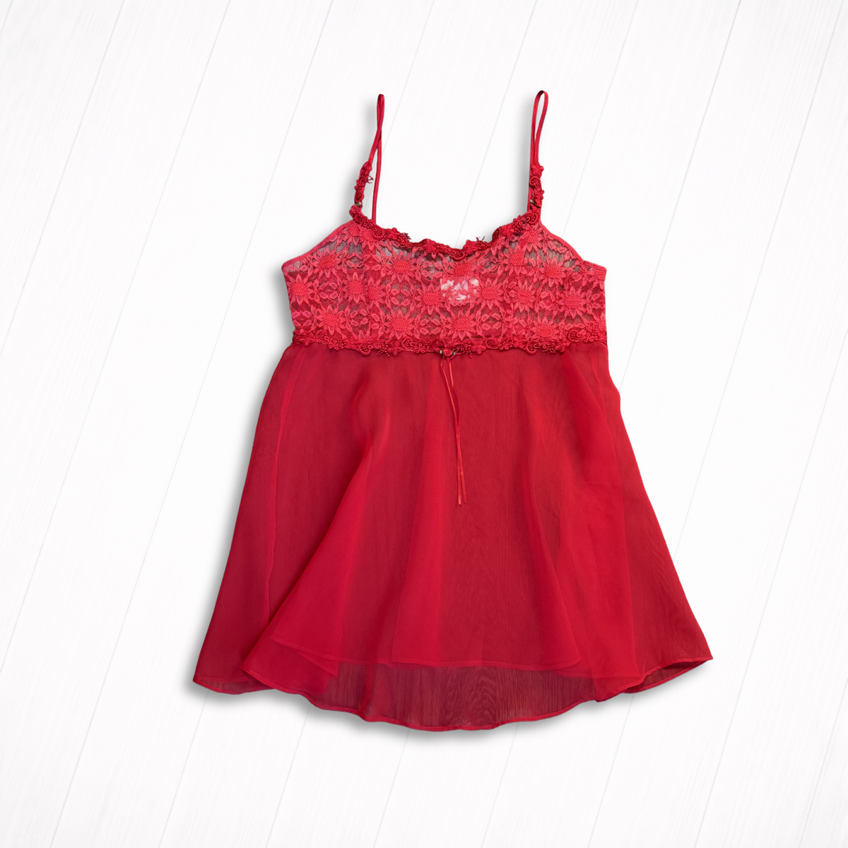 Vintage Red Lace Chiffon Slip