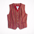 Vintage Multicolor Stripe Button-Front Vest