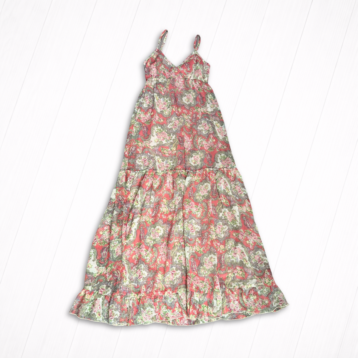 Paisley Floral Chiffon Tiered Maxi Dress