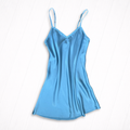 Satin Slip Dress with Velvet Trim