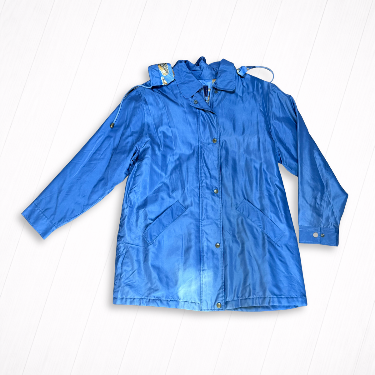 Vintage Silk Dennis Basso Blue Silk Rain Coat