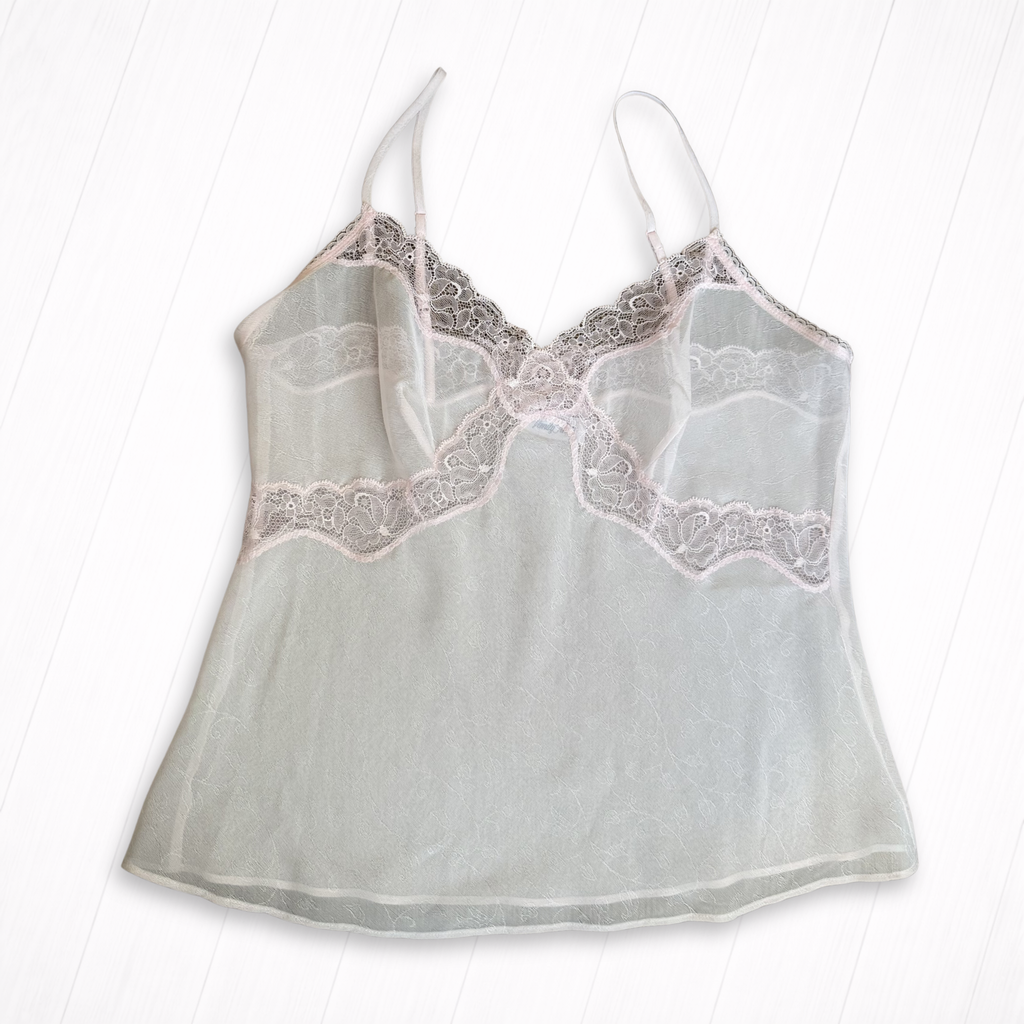 Vintage Pink Lace Sheer Camisole