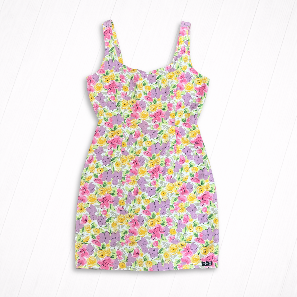 Vintage Floral Print Sleeveless Mini Dress