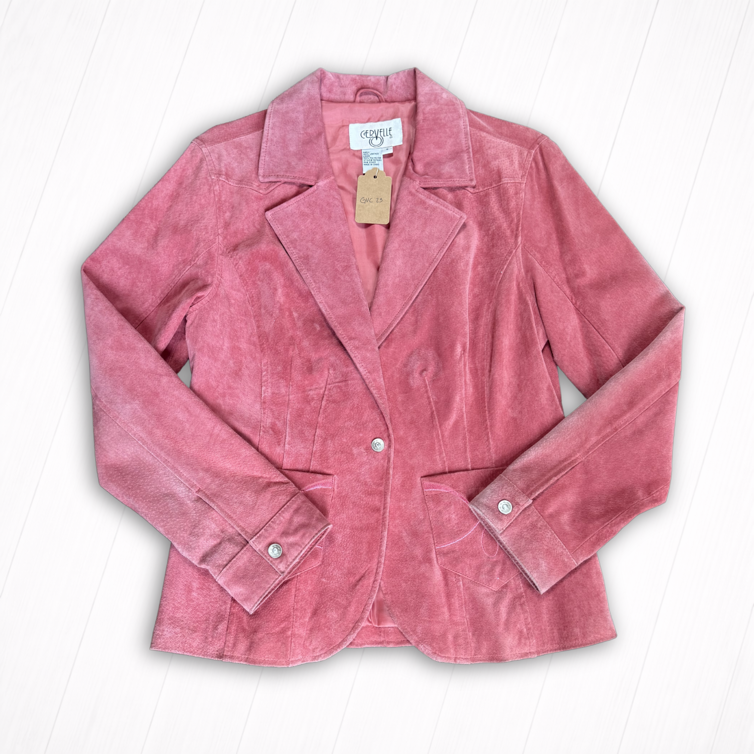 Pink Suede Leather Blazer