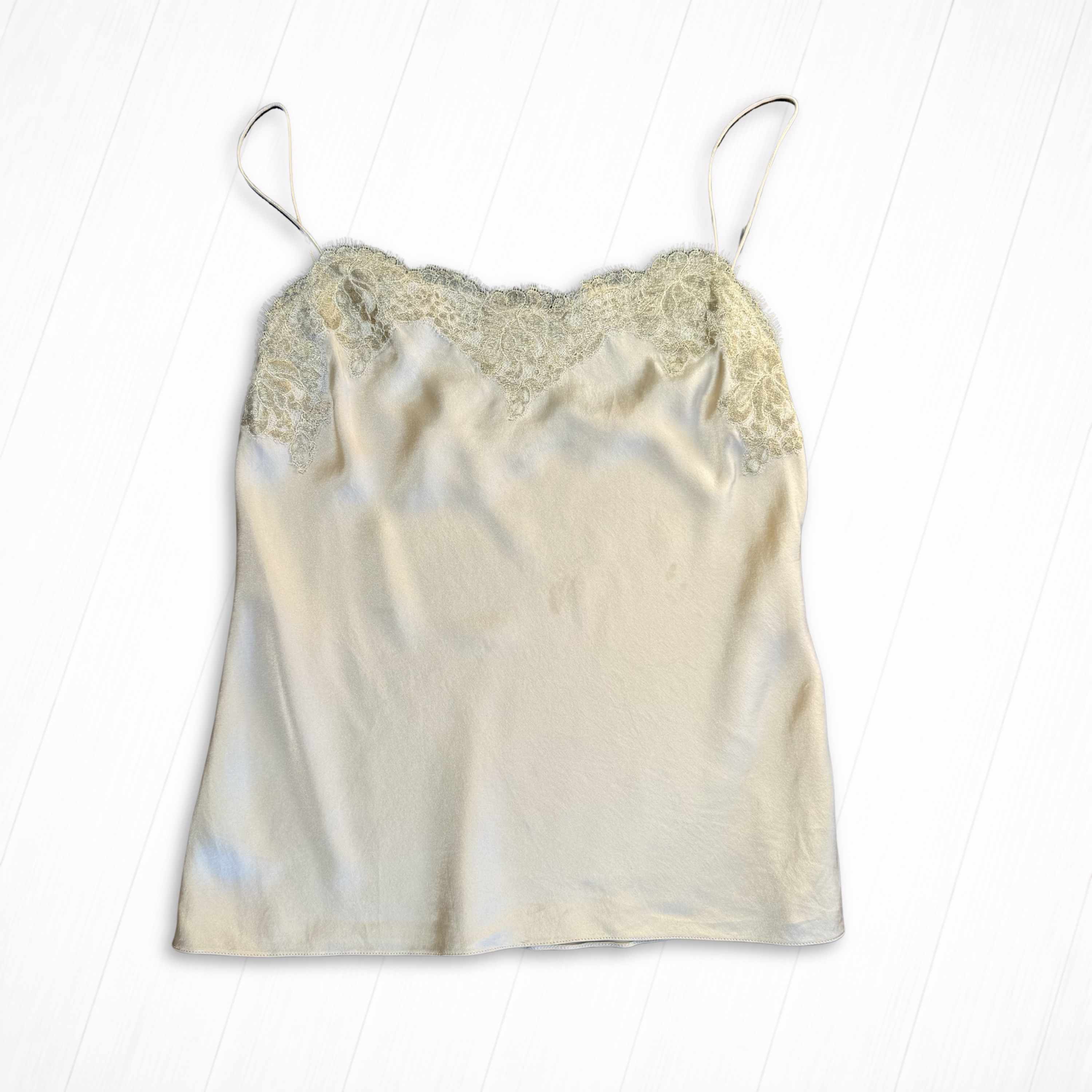 Vintage Ralph Lauren Gold Silk Cami with Lace Trim