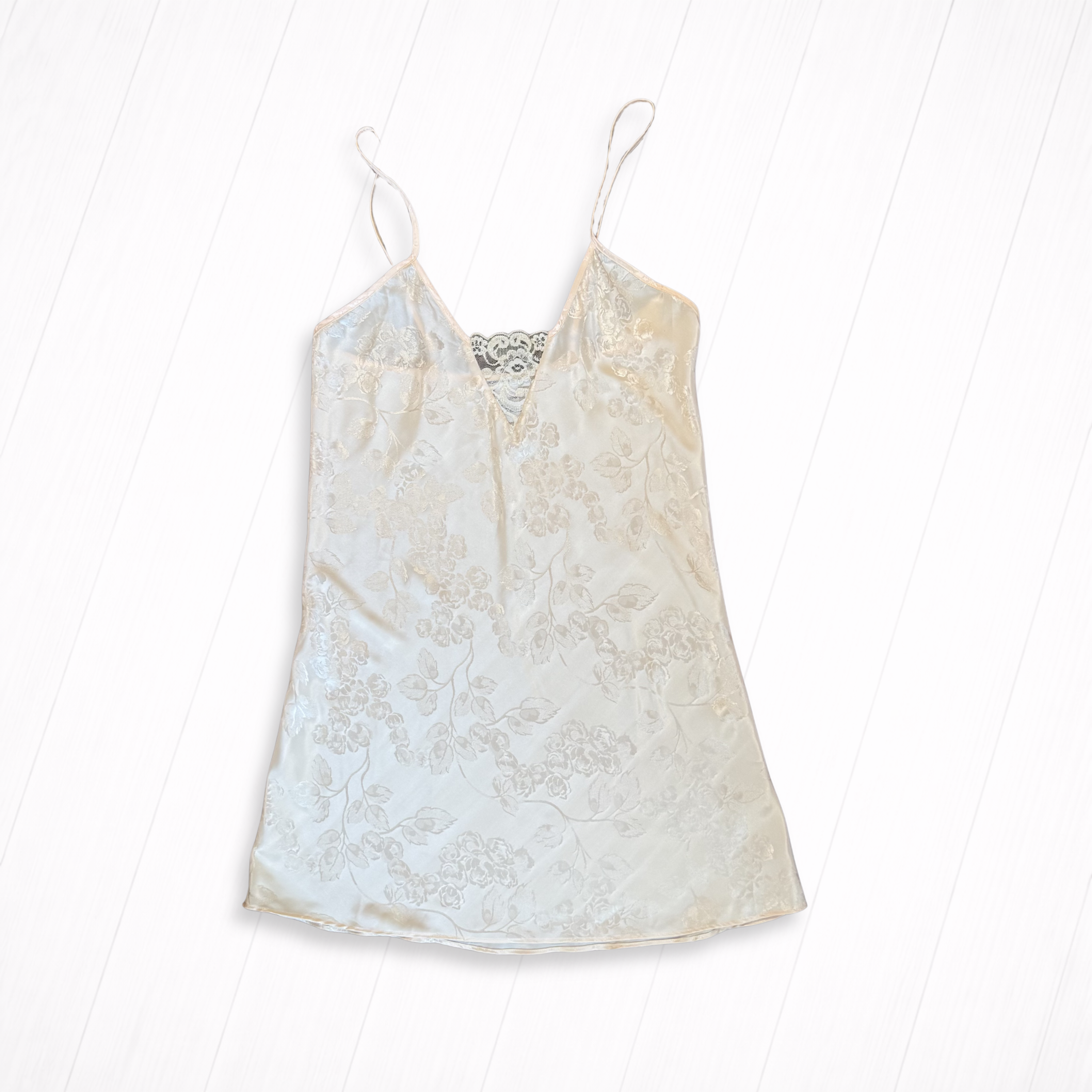 Vintage Jacquard Floral Satin Slip Dress