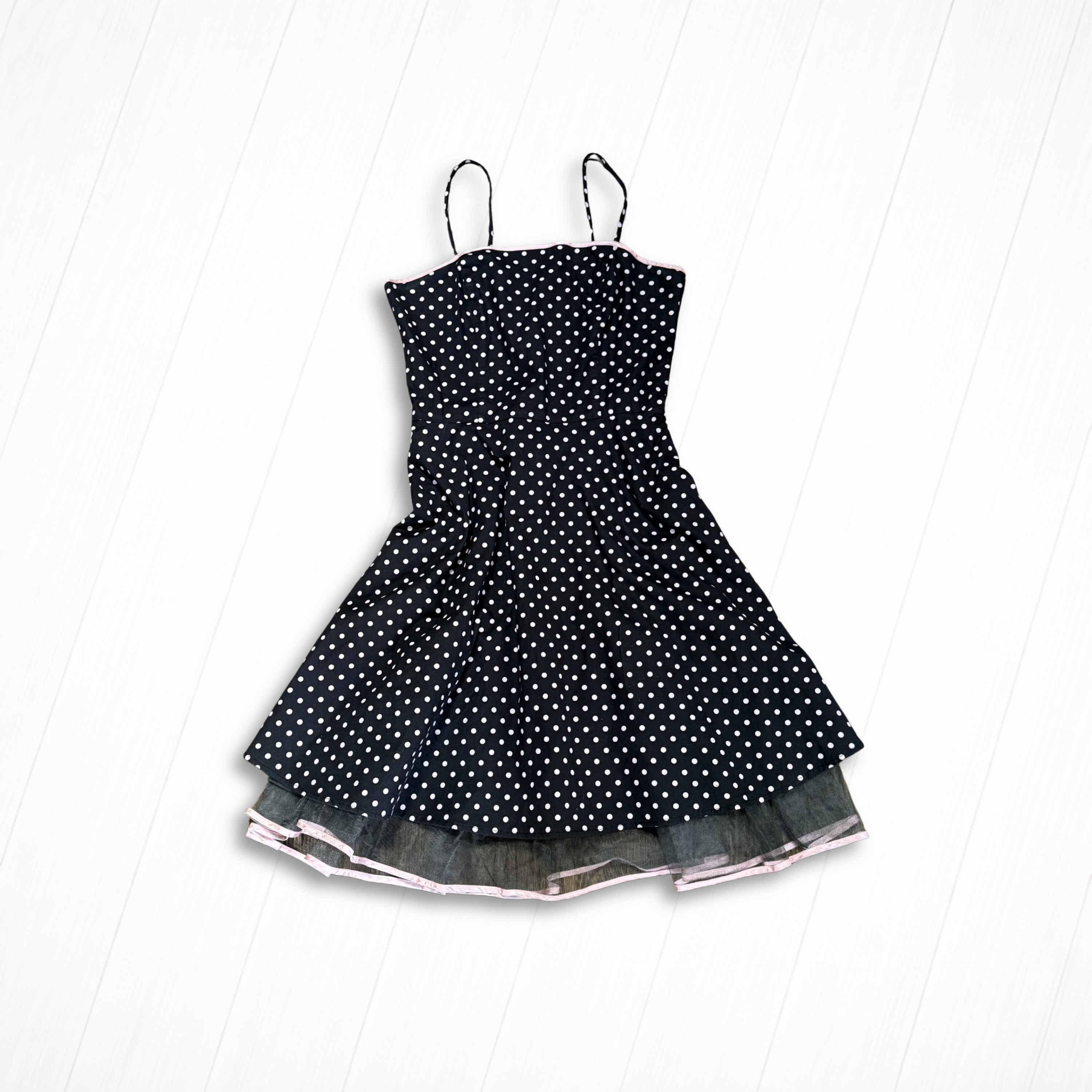 Vintage Cotton Black and White Polka Dot Tiered Dress