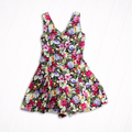 Vintage Floral Cotton Blend Button-Front Romper