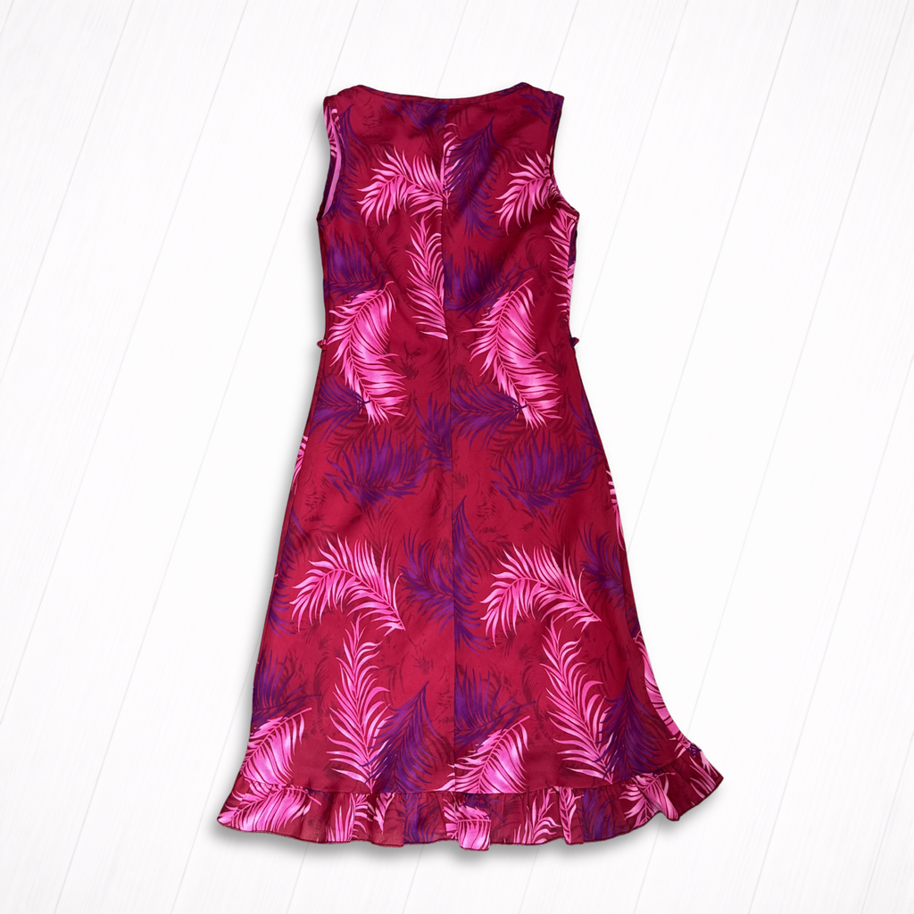 Vintage Red Leaf Print Dress