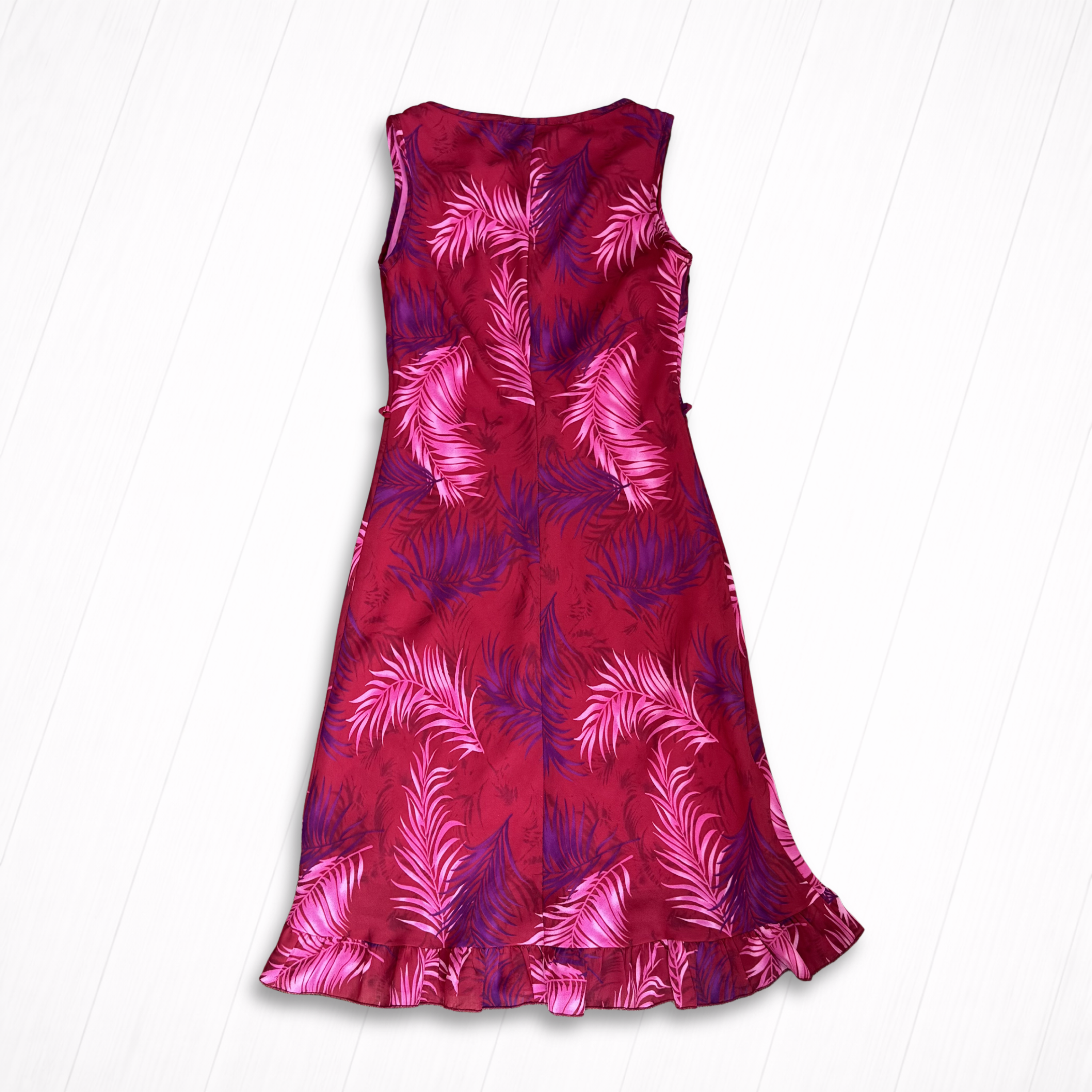 Vintage Red Leaf Print Dress