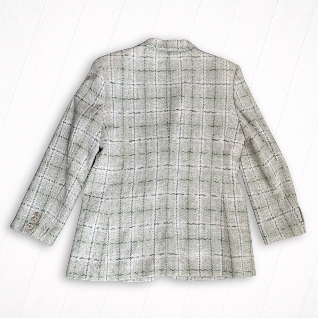 Vintage Green Windowpane Plaid Blazer