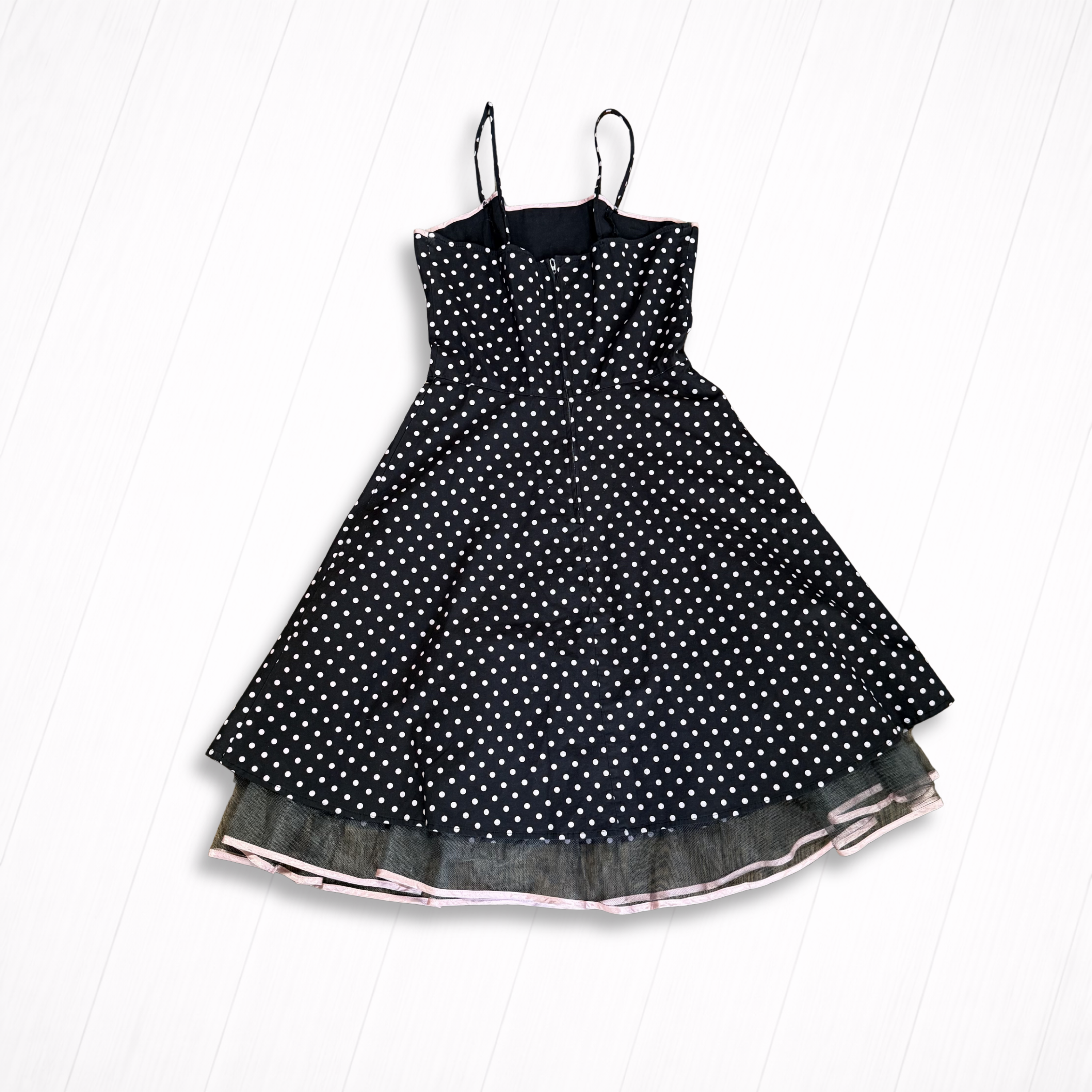 Vintage Cotton Black and White Polka Dot Tiered Dress