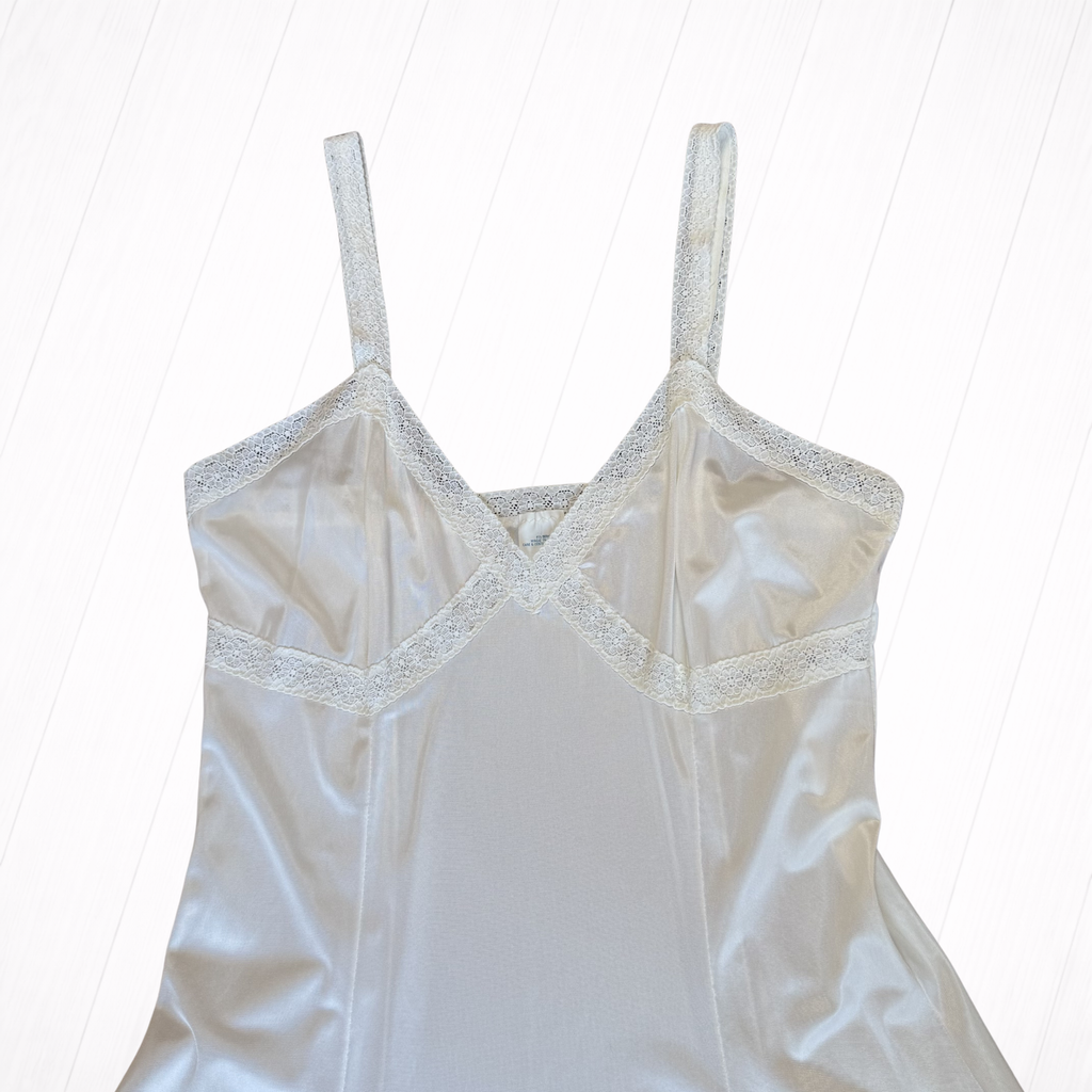 Vintage Cream Lace Trim Slip Dress