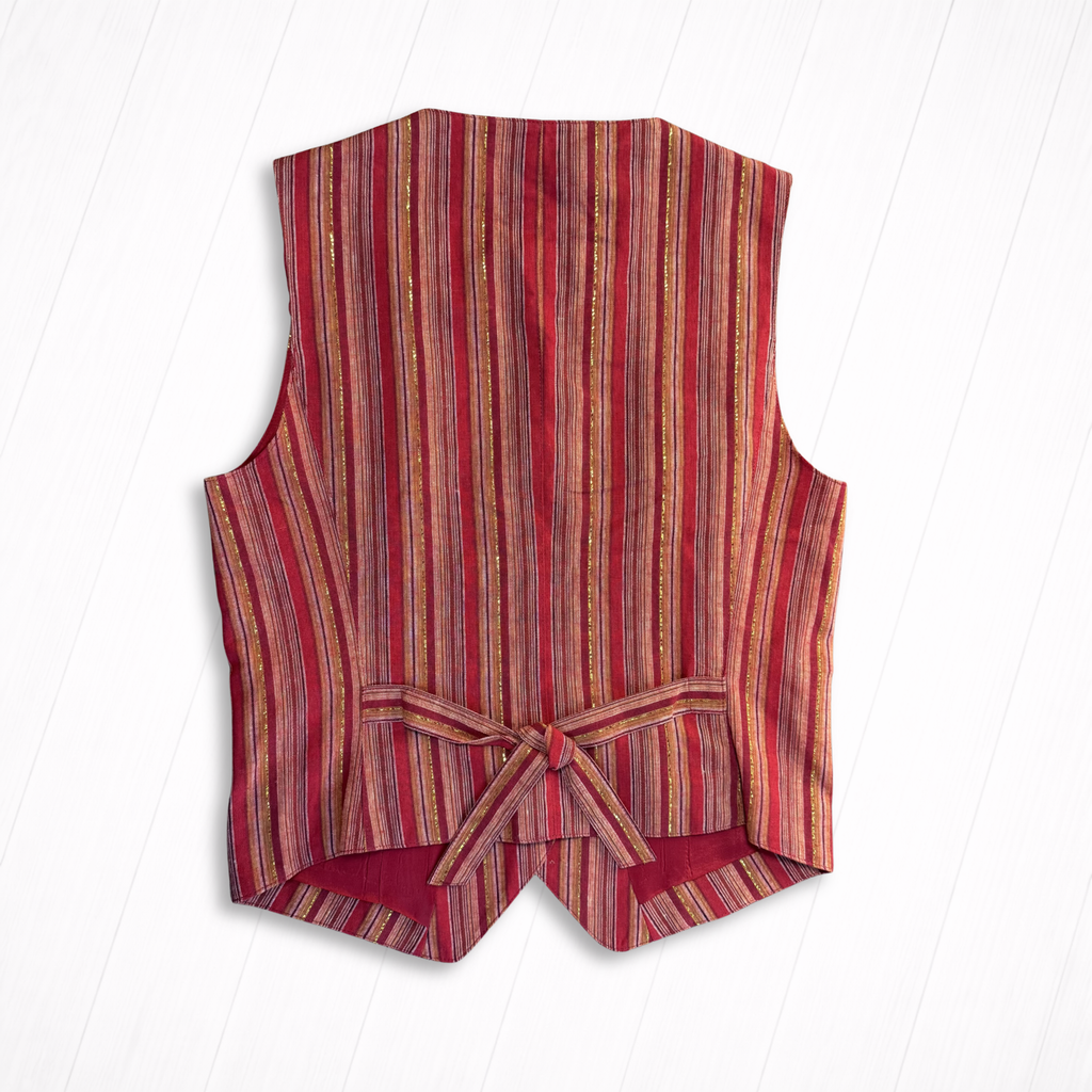Vintage Multicolor Stripe Button-Front Vest
