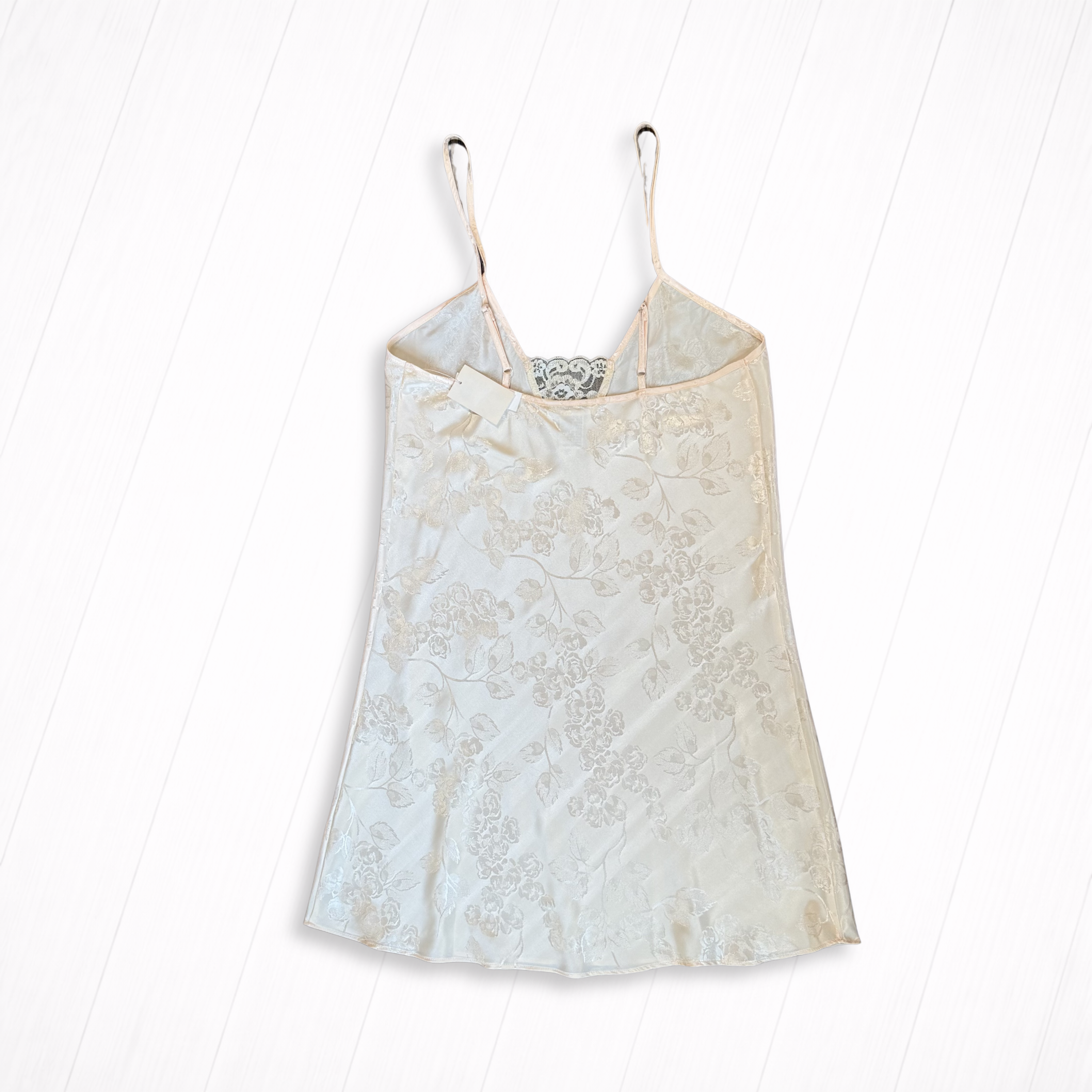 Vintage Jacquard Floral Satin Slip Dress