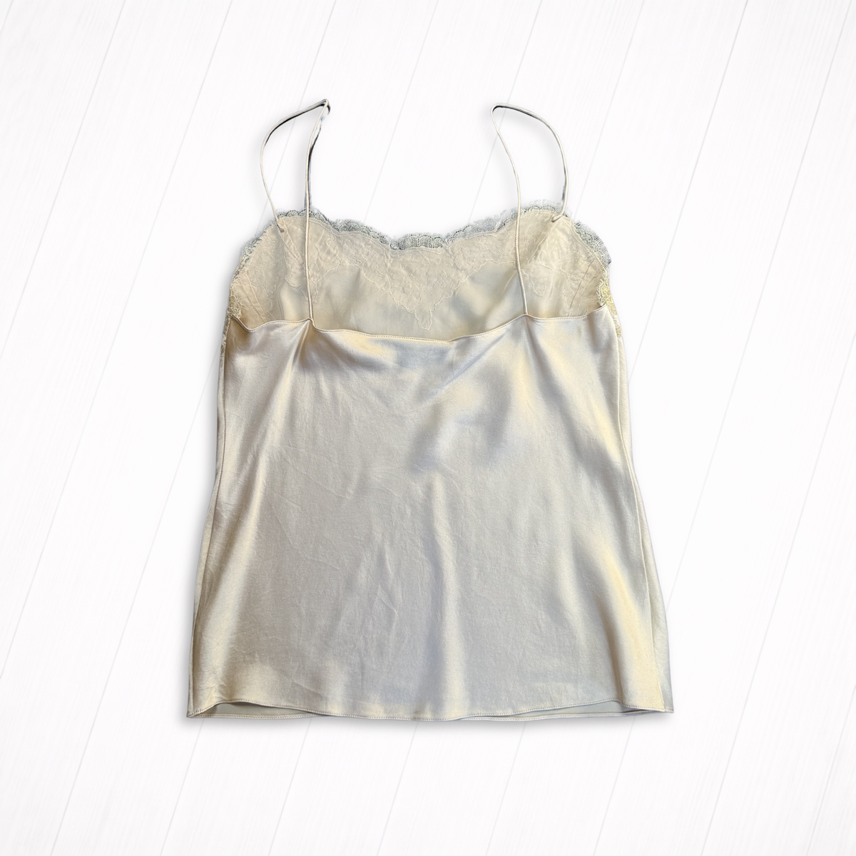 Vintage Ralph Lauren Gold Silk Cami with Lace Trim