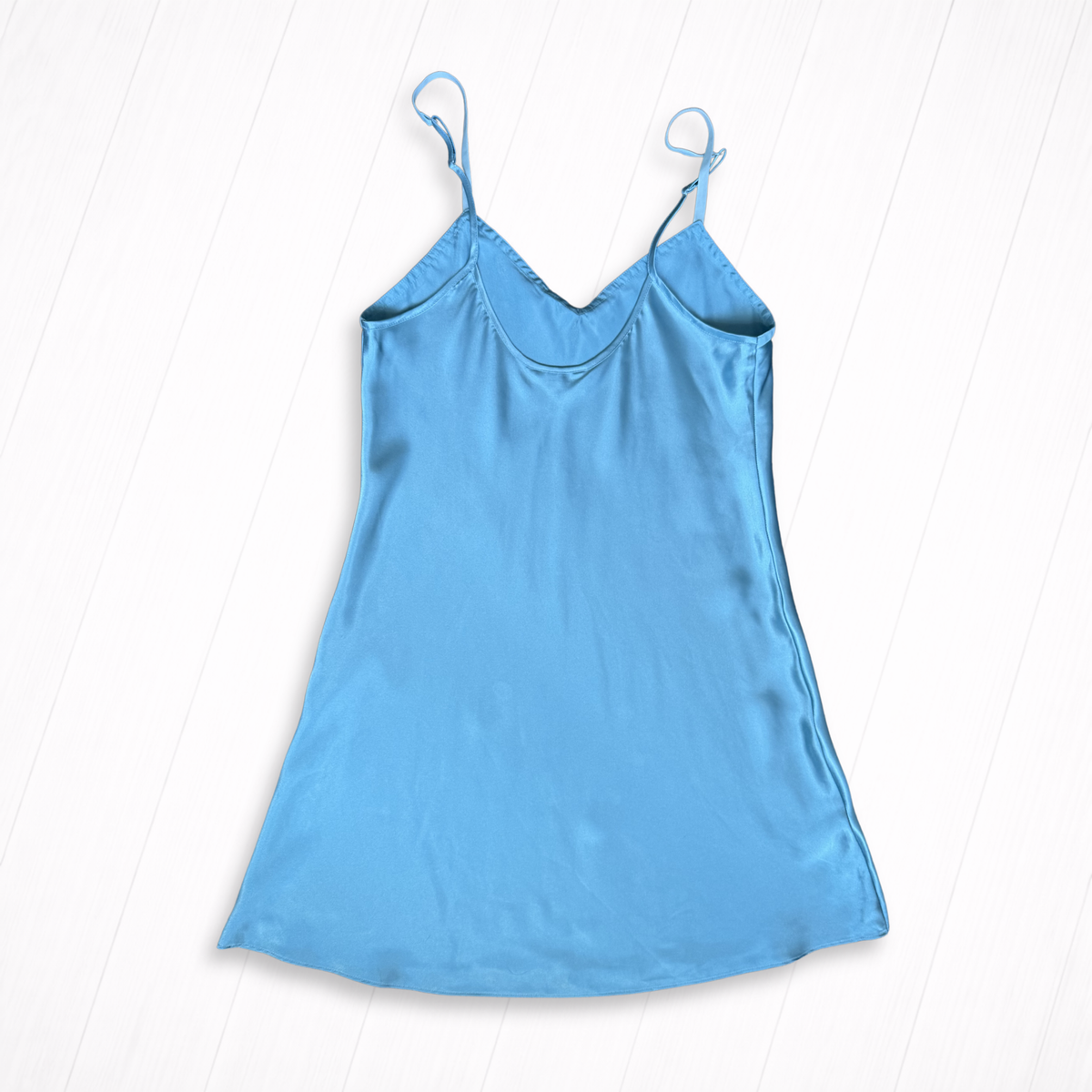 Satin Slip Dress with Velvet Trim