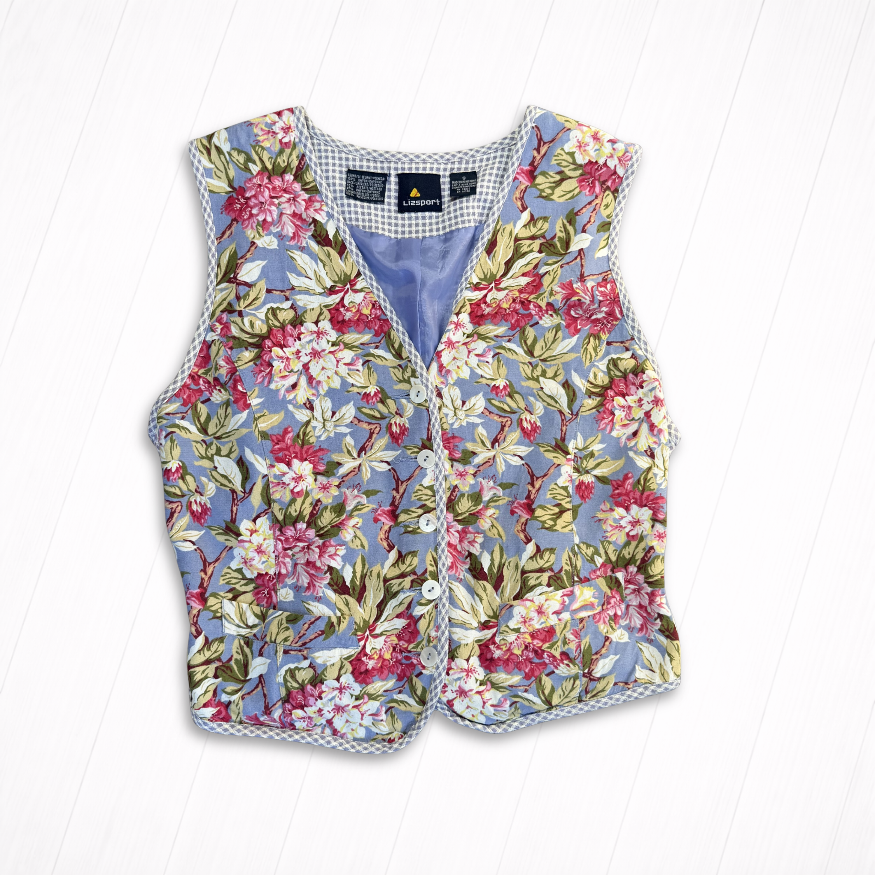 Vintage Floral & Gingham Vest