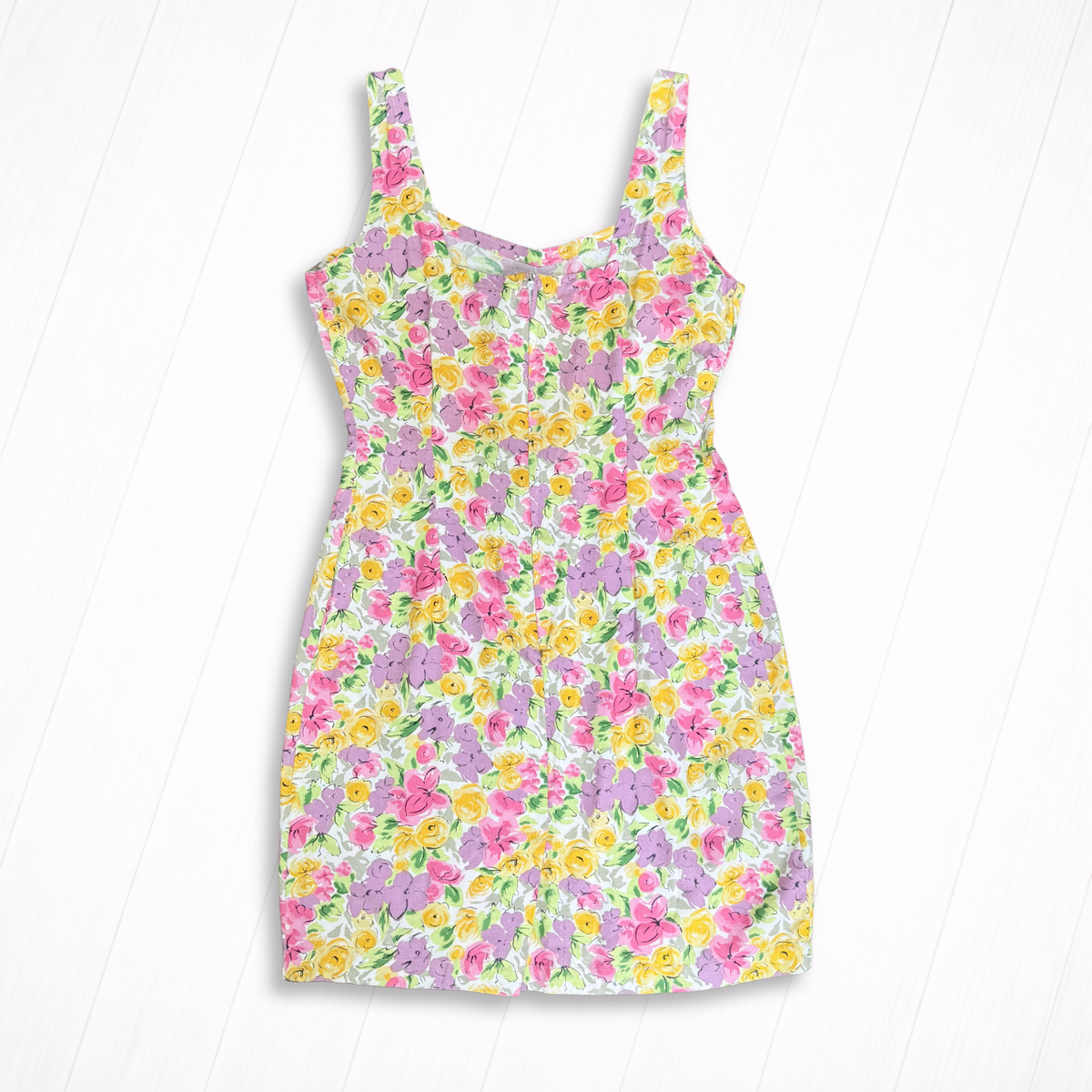 Vintage Floral Print Sleeveless Mini Dress