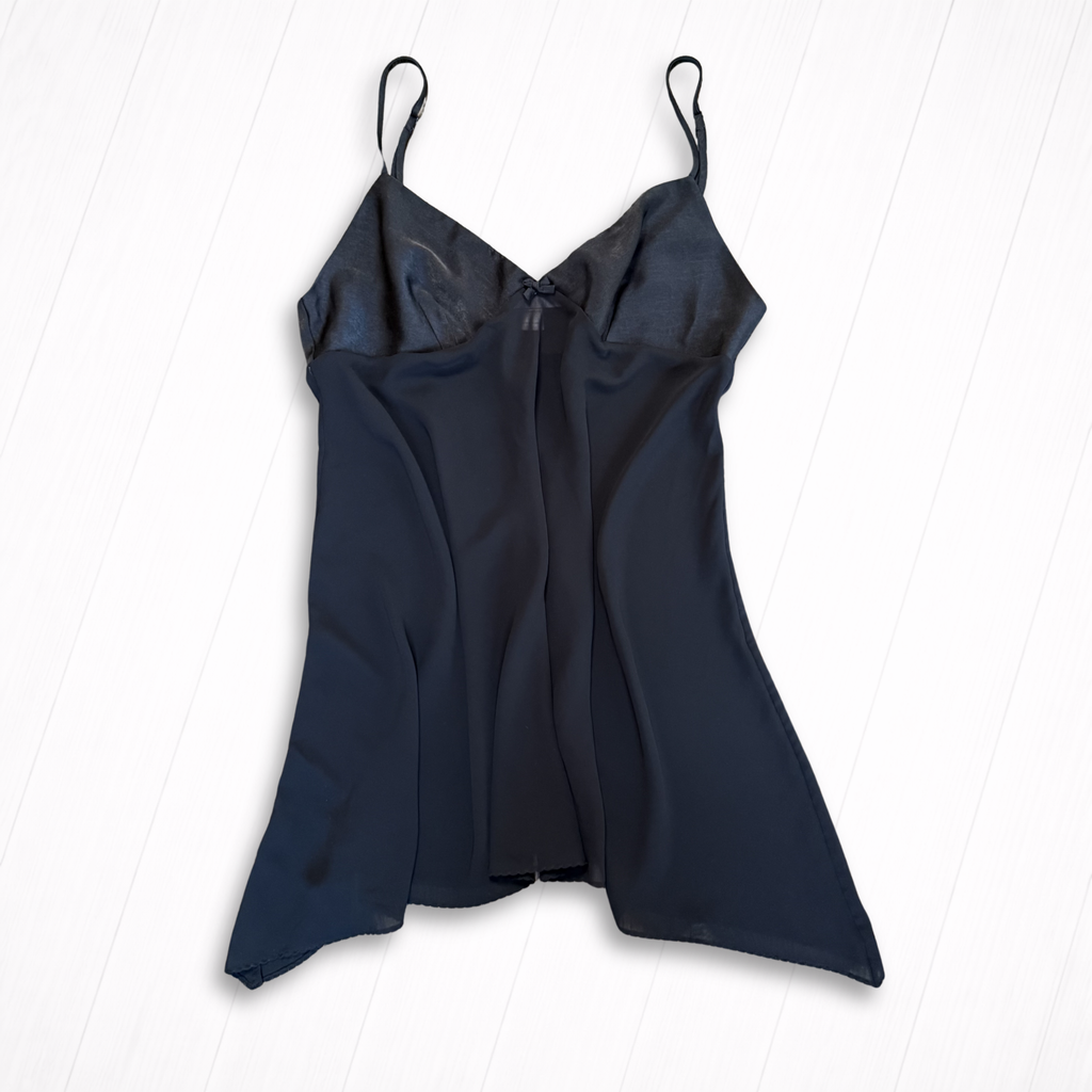 Victoria's Secret Black Satin & Chiffon Slip Dress