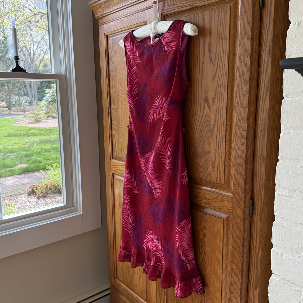 Vintage Red Leaf Print Dress