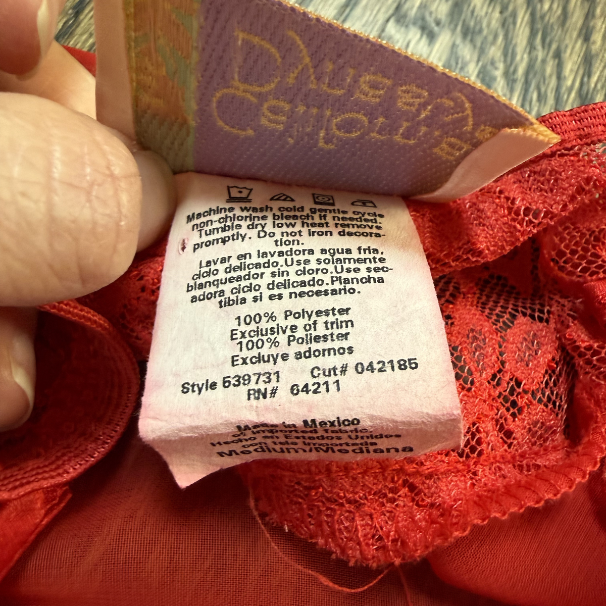Vintage Red Lace Chiffon Slip