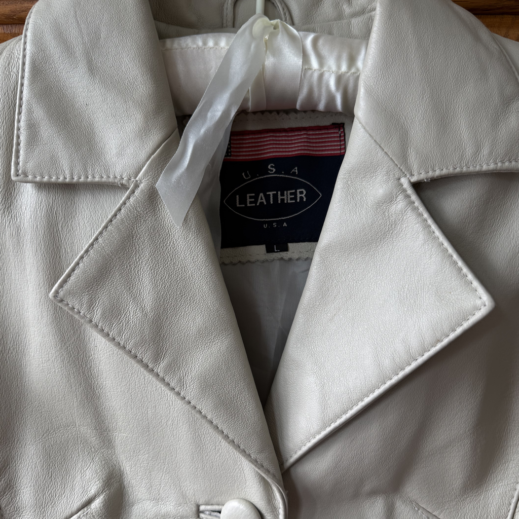 Vintage Cream Leather Blazer