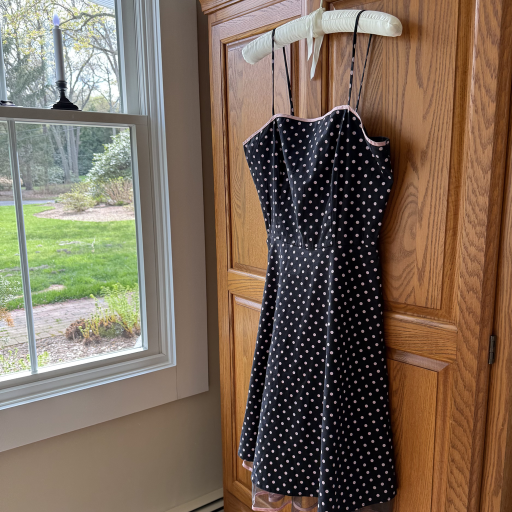 Vintage Cotton Black and White Polka Dot Tiered Dress
