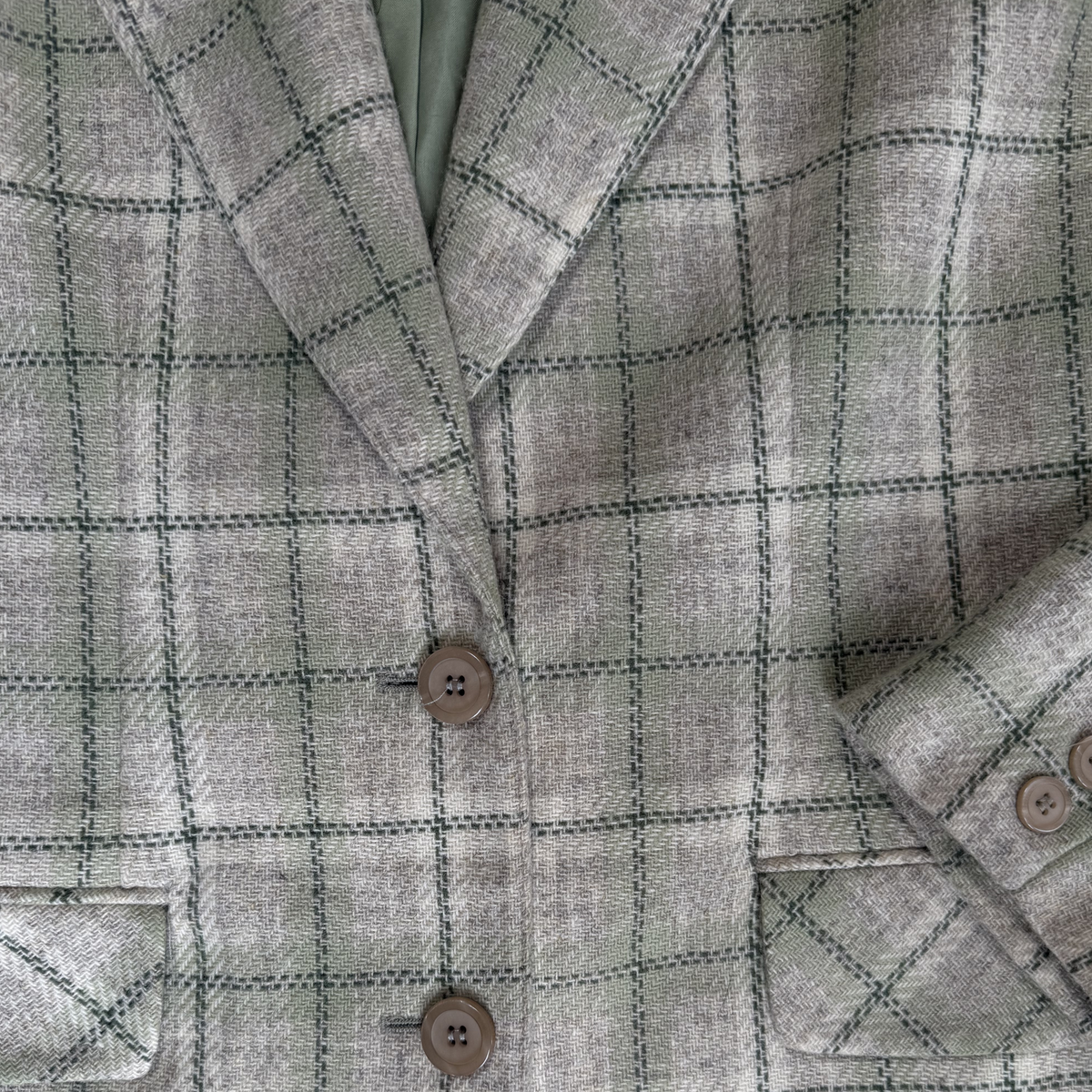 Vintage Green Windowpane Plaid Blazer