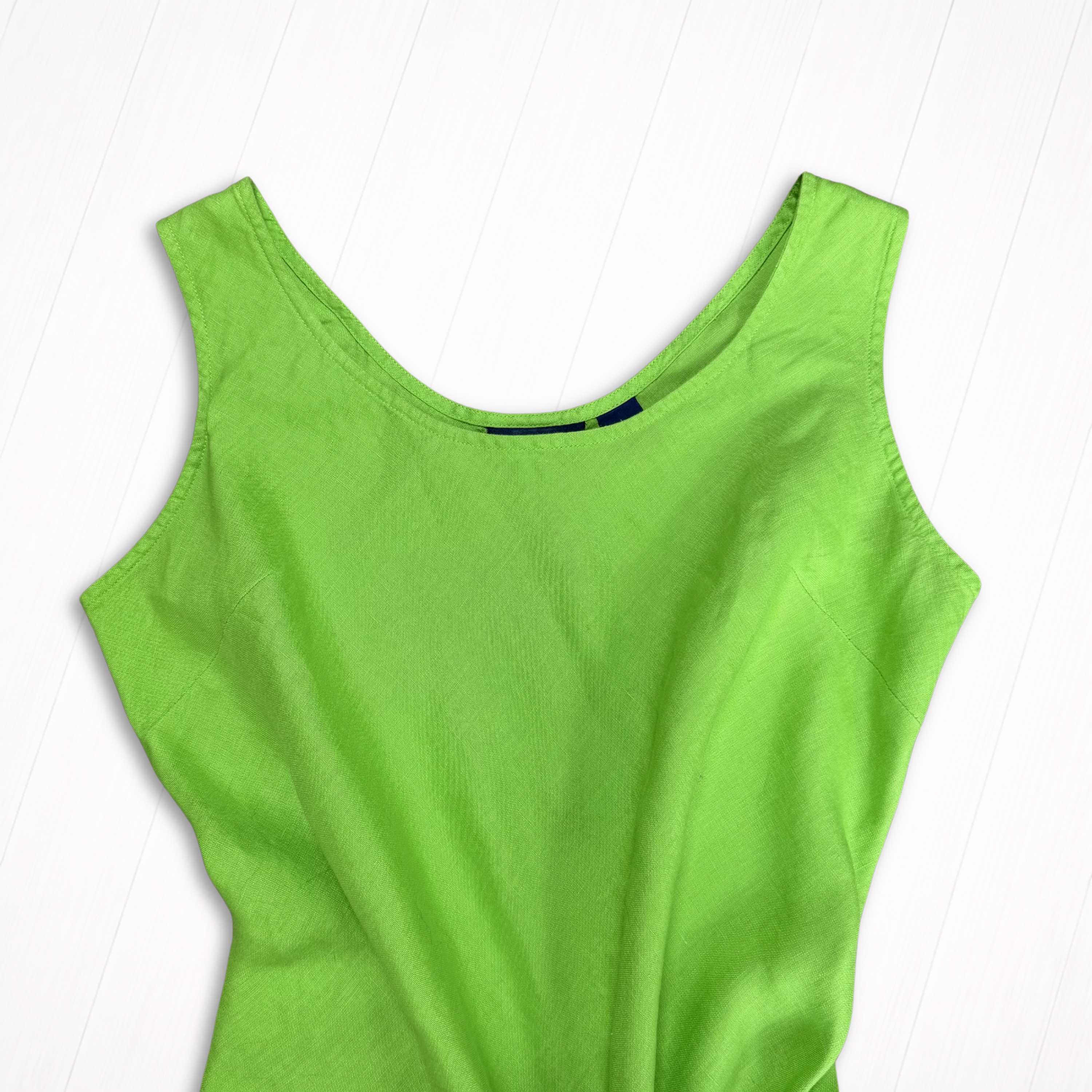 Vintage Linen Green Sleeveless A-Line Dress