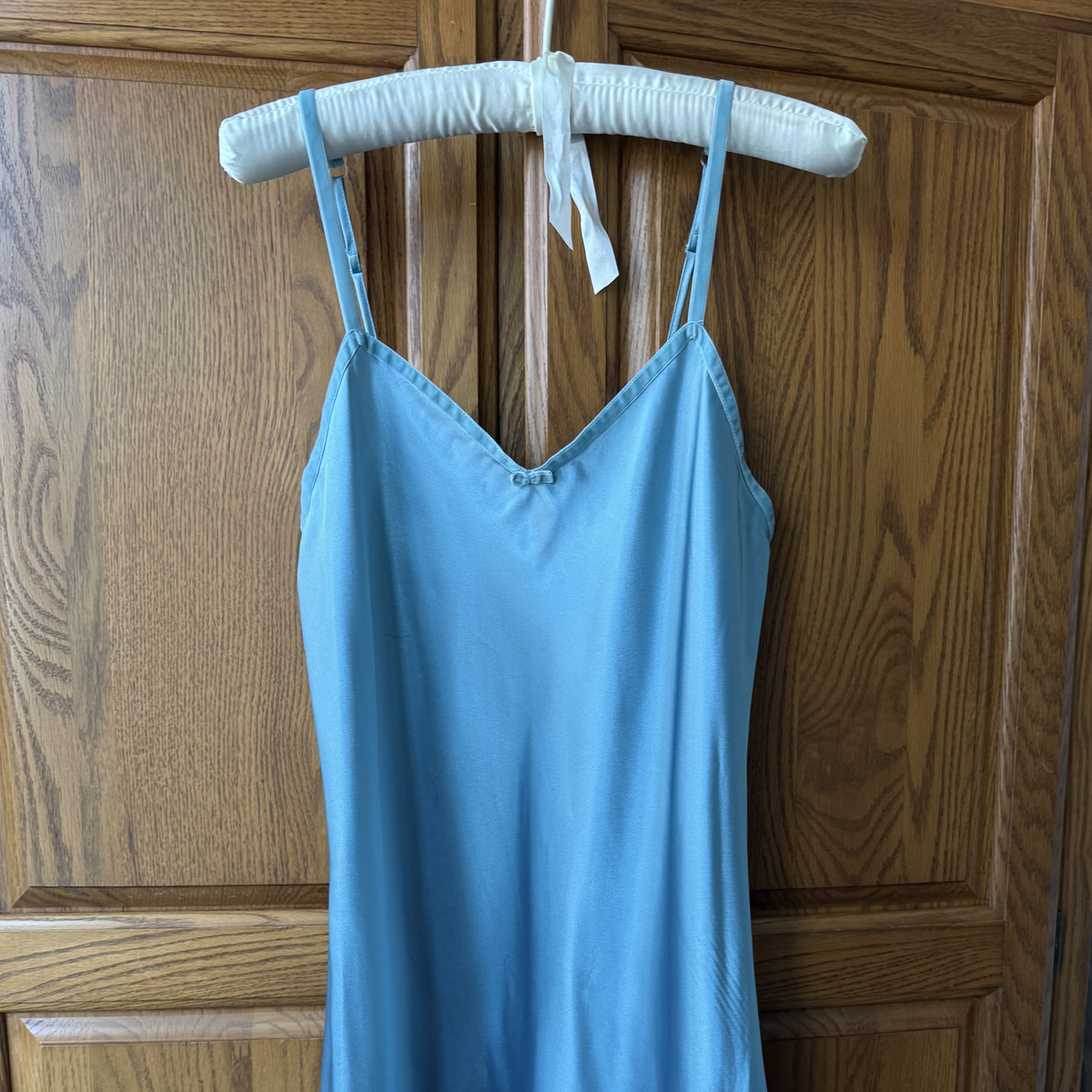 Satin Slip Dress with Velvet Trim