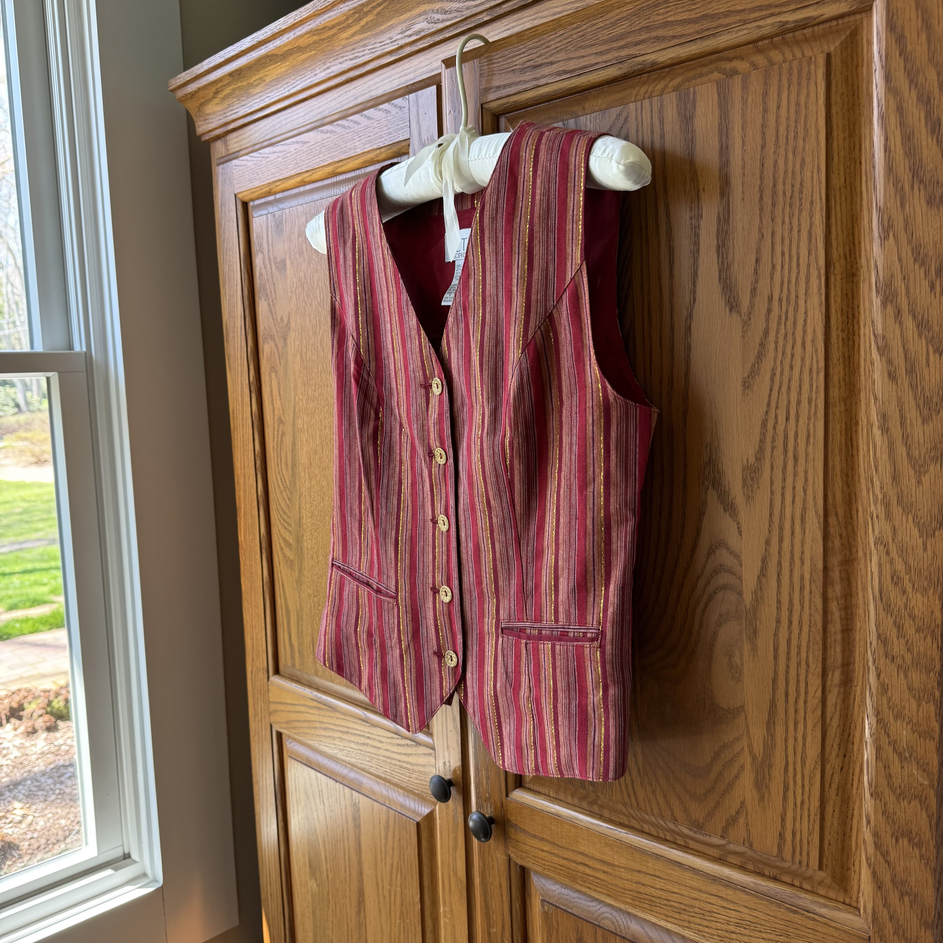 Vintage Multicolor Stripe Button-Front Vest