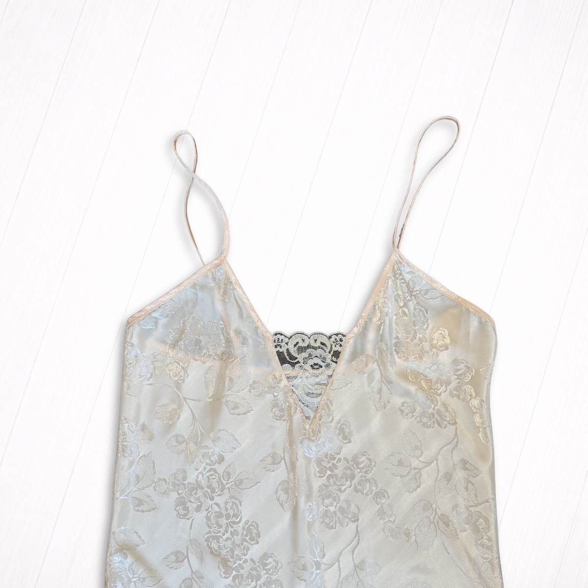 Vintage Jacquard Floral Satin Slip Dress