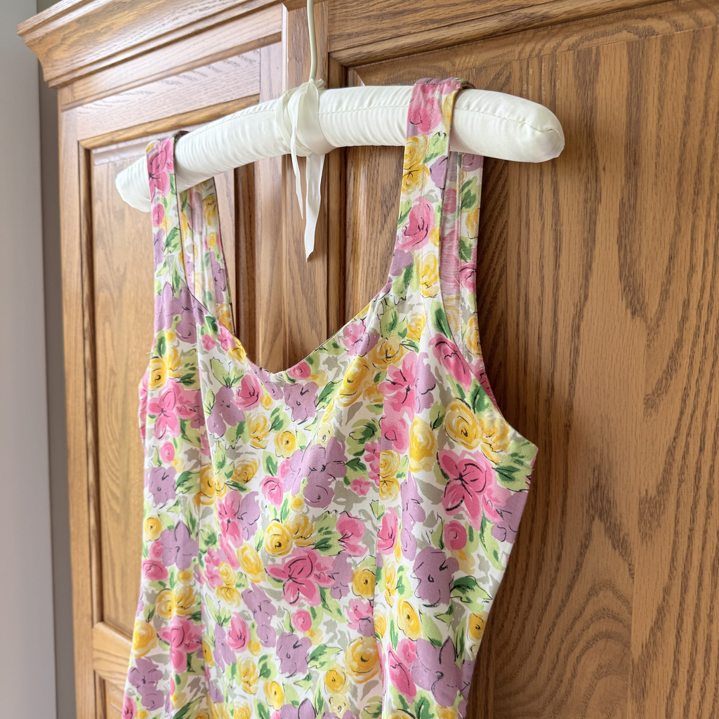 Vintage Floral Print Sleeveless Mini Dress