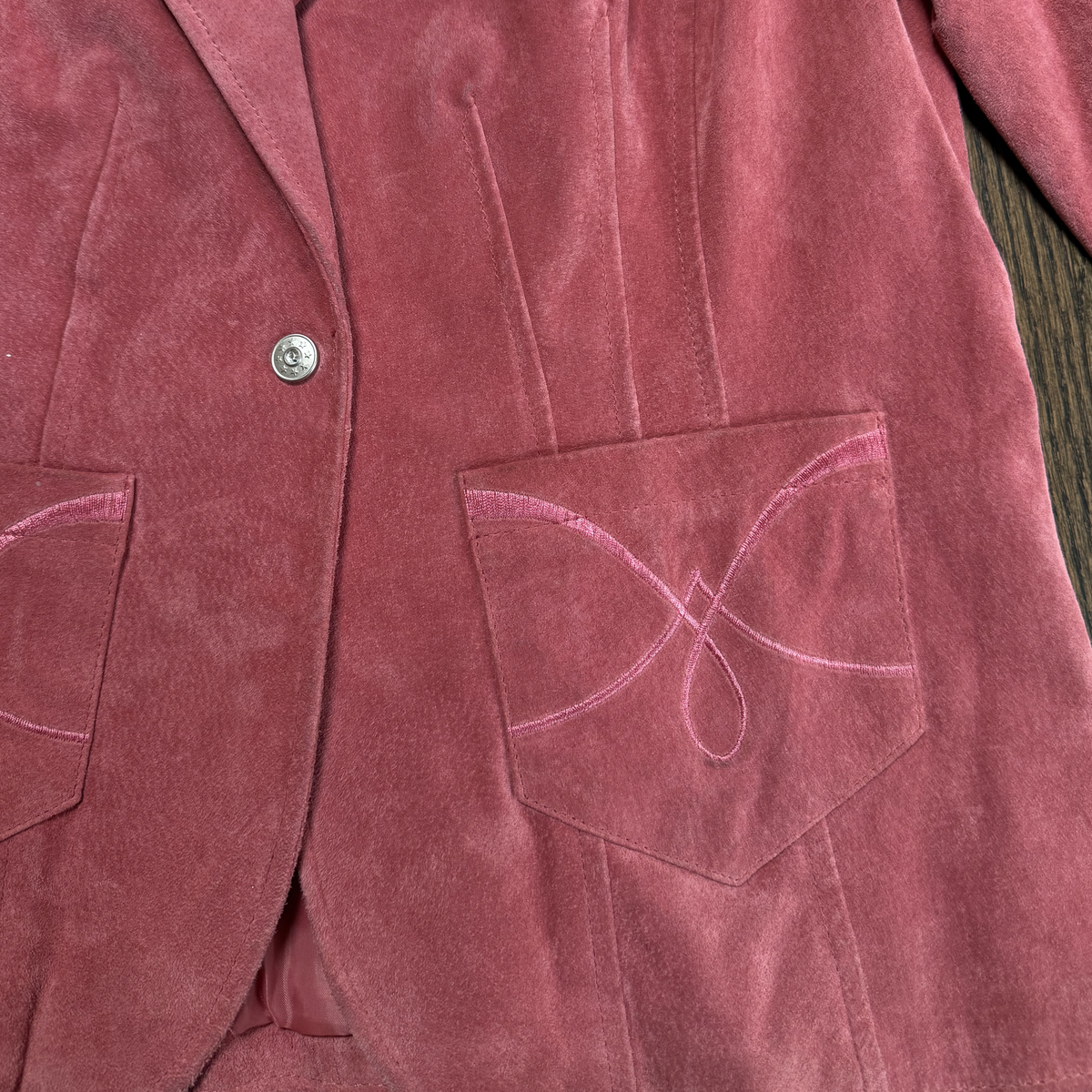 Pink Suede Leather Blazer