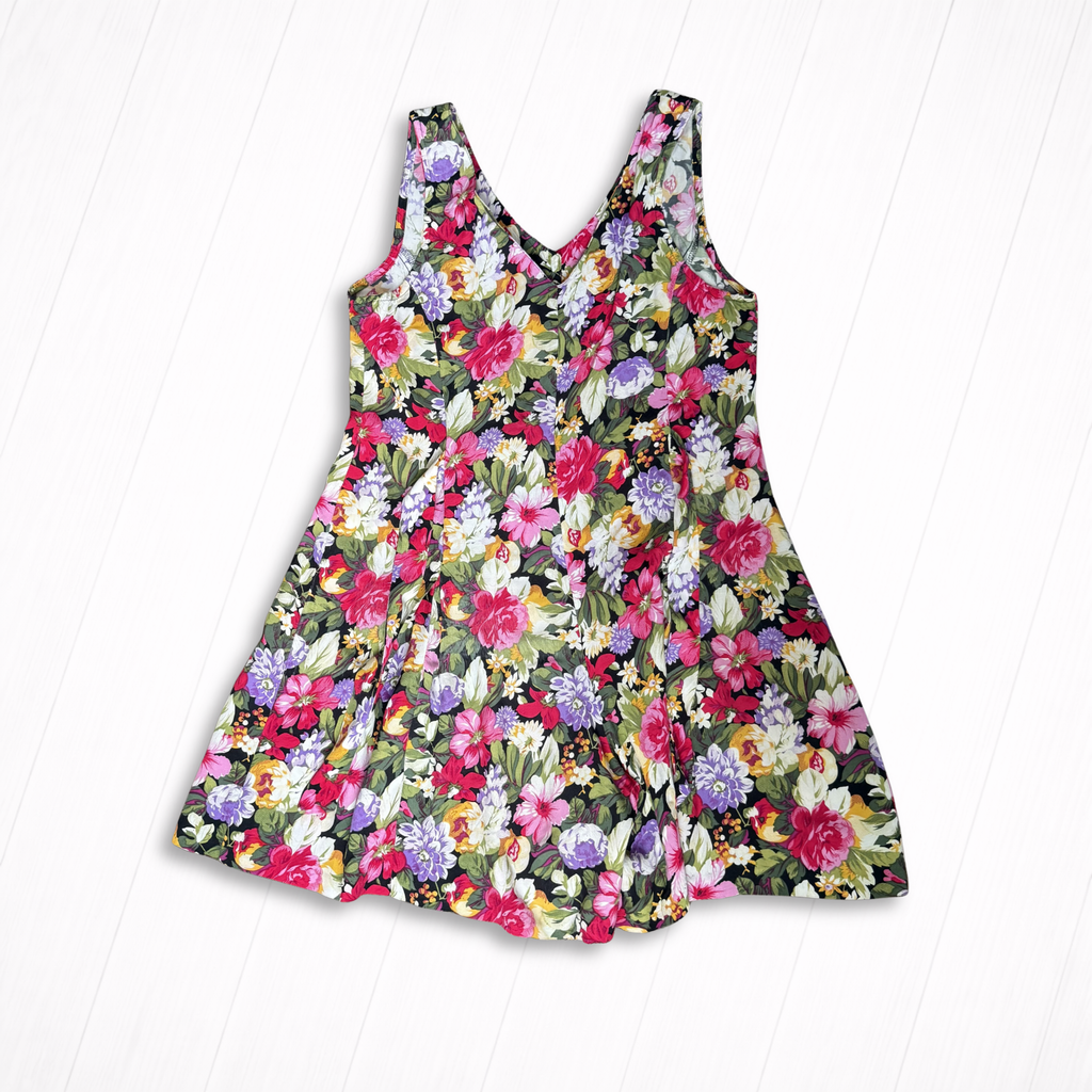Vintage Floral Cotton Blend Button-Front Romper