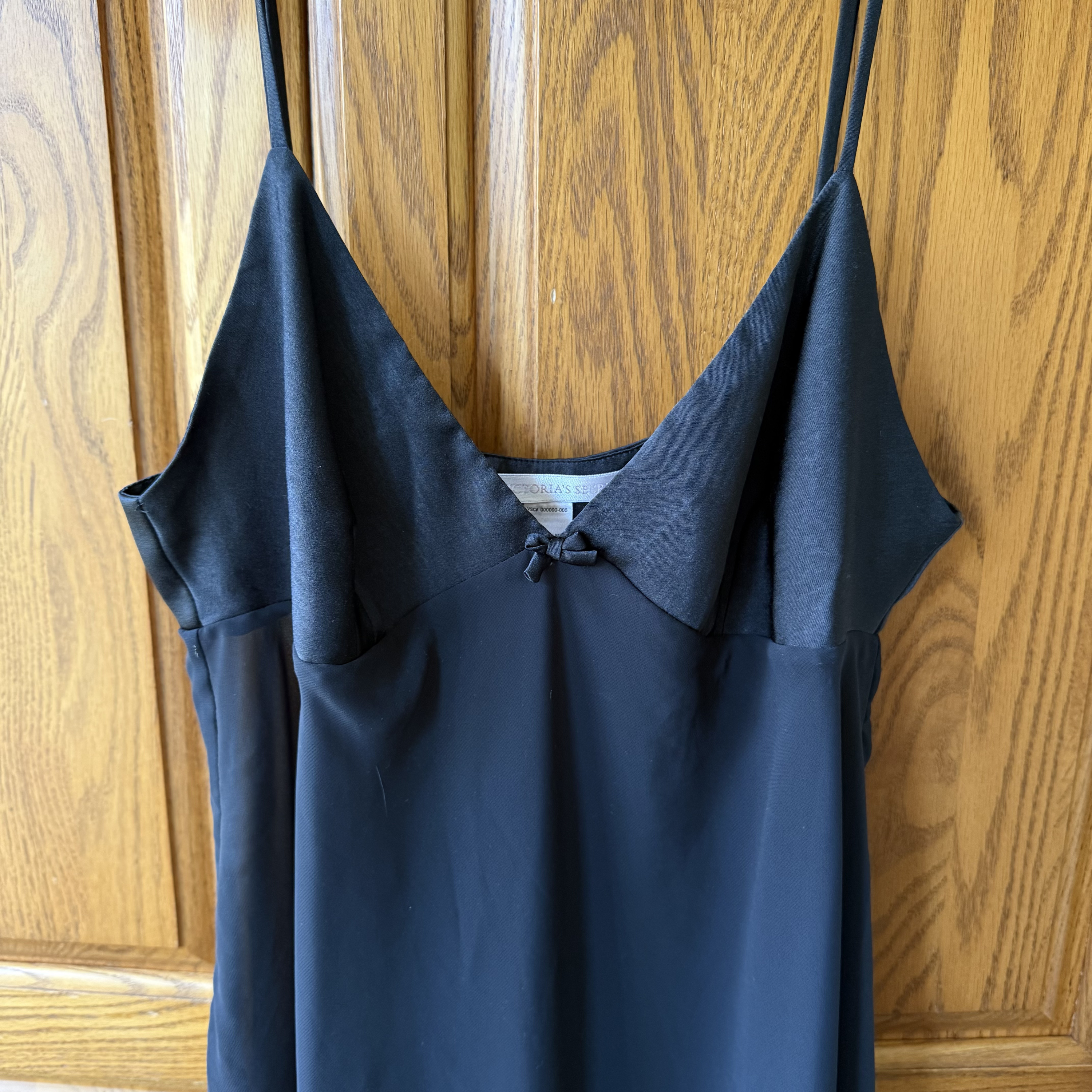 Victoria's Secret Black Satin & Chiffon Slip Dress