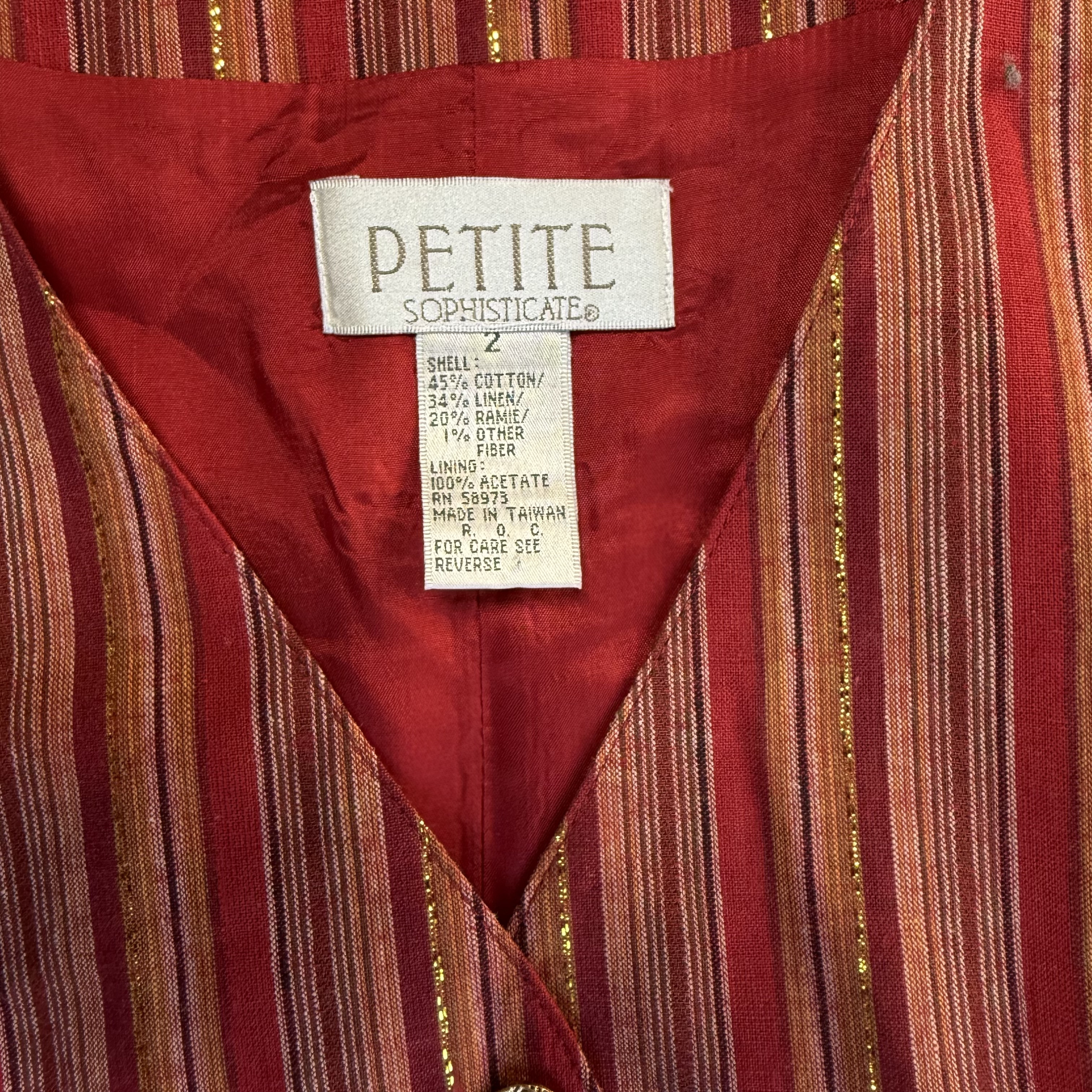 Vintage Multicolor Stripe Button-Front Vest