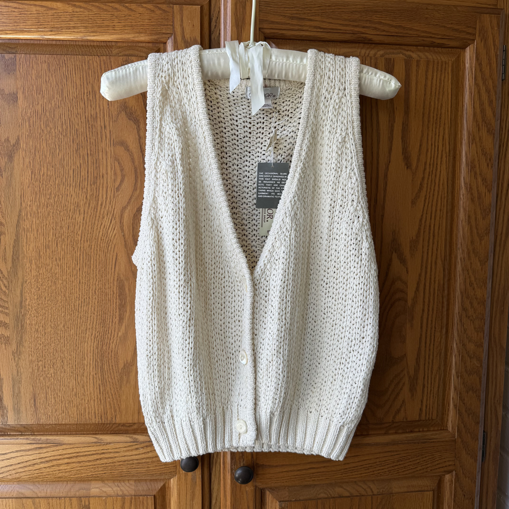 Vintage Knit Button-Front Vest, Cotton/Silk