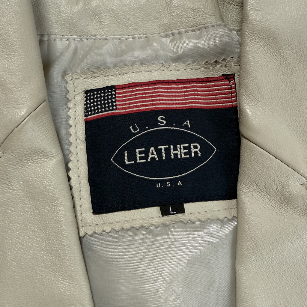 Vintage Cream Leather Blazer