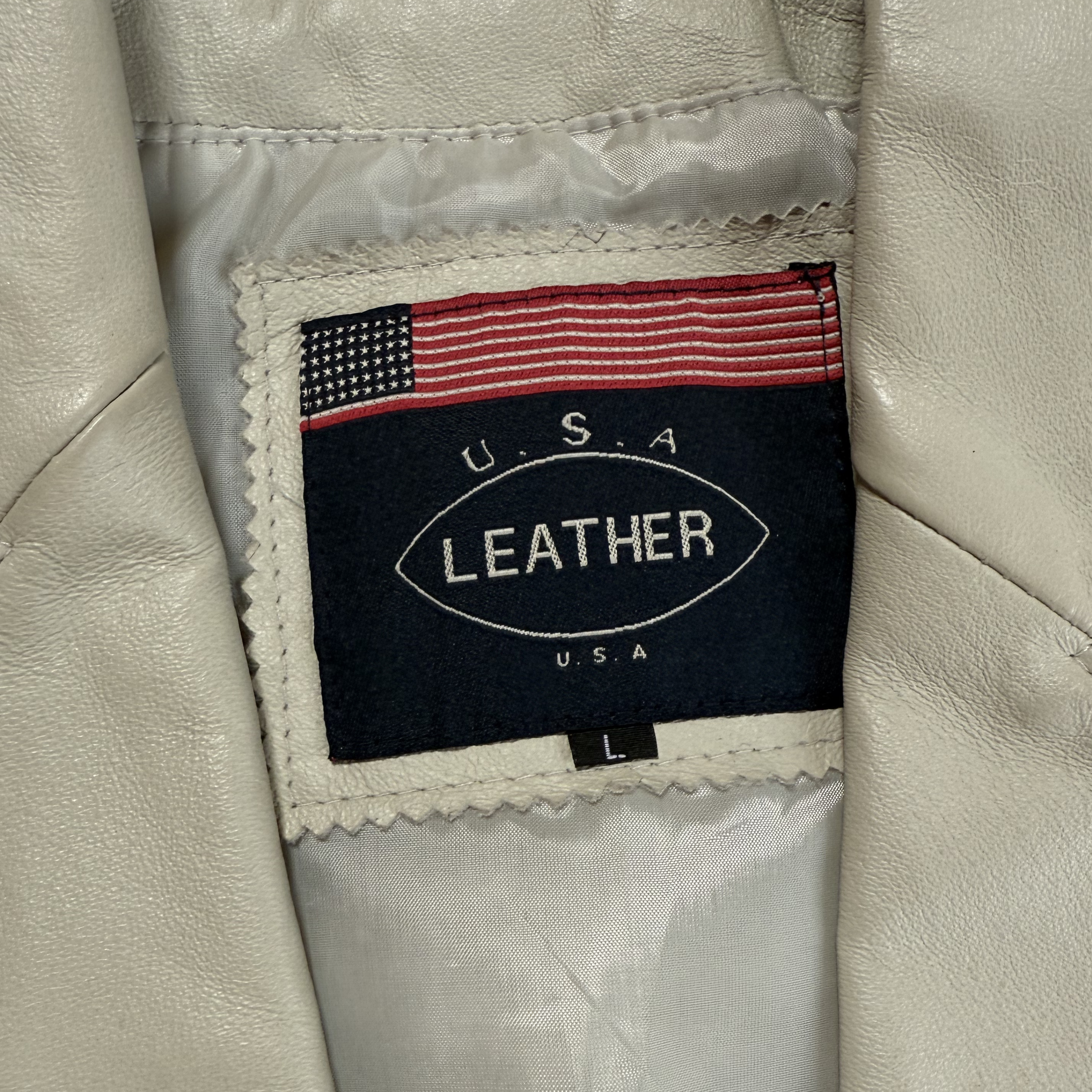 Vintage Cream Leather Blazer