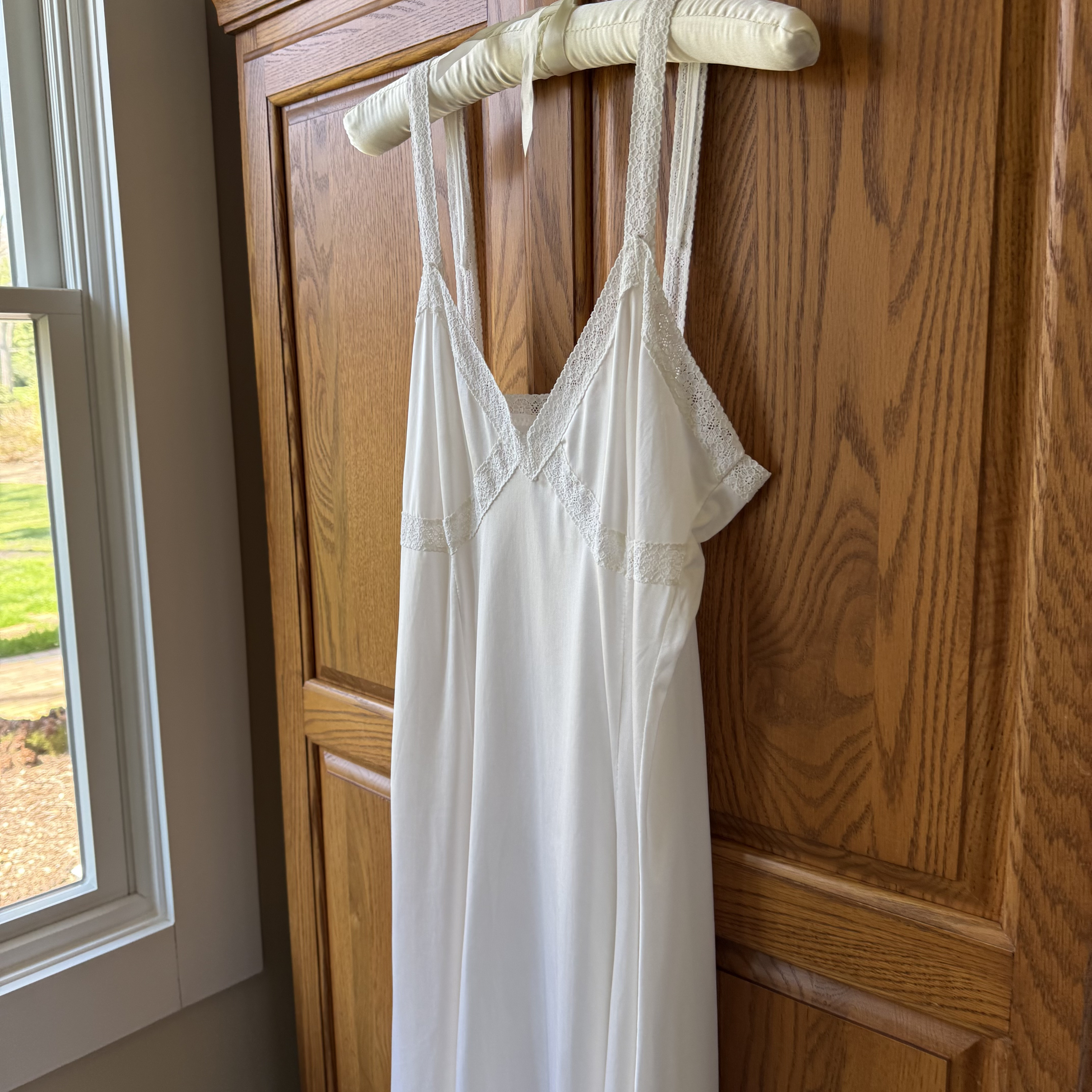 Vintage Cream Lace Trim Slip Dress