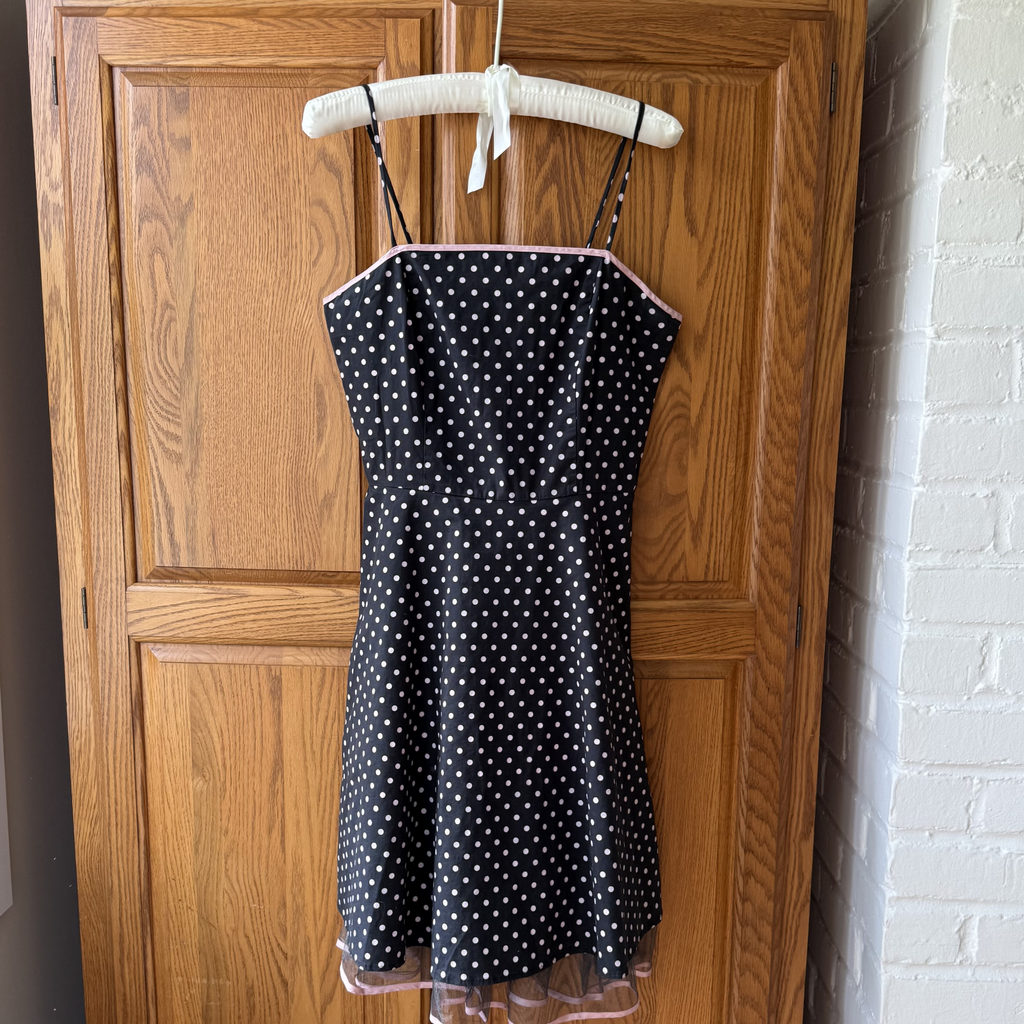 Vintage Cotton Black and White Polka Dot Tiered Dress
