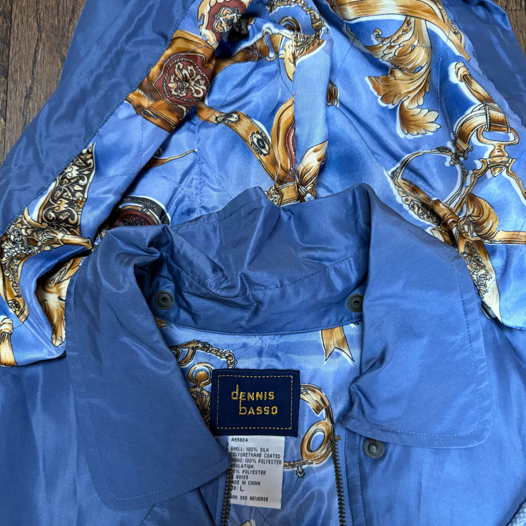 Vintage Silk Dennis Basso Blue Silk Rain Coat