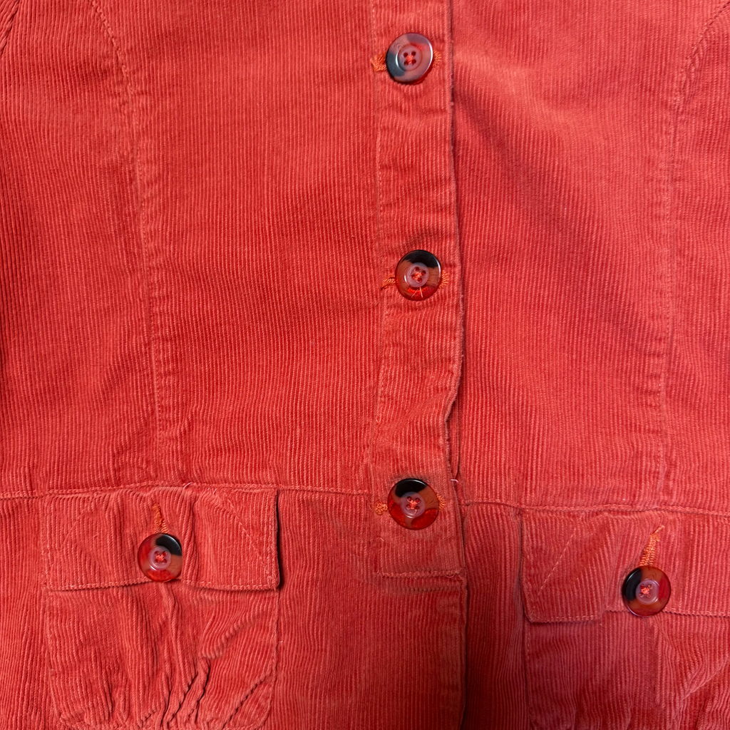 Corduroy Cropped Jacket with Ribbon Trim