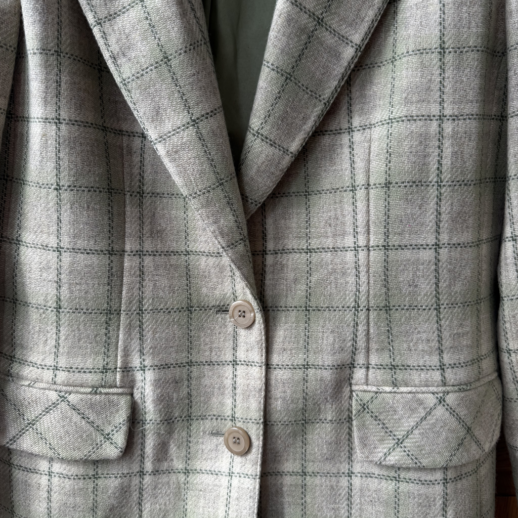 Vintage Green Windowpane Plaid Blazer