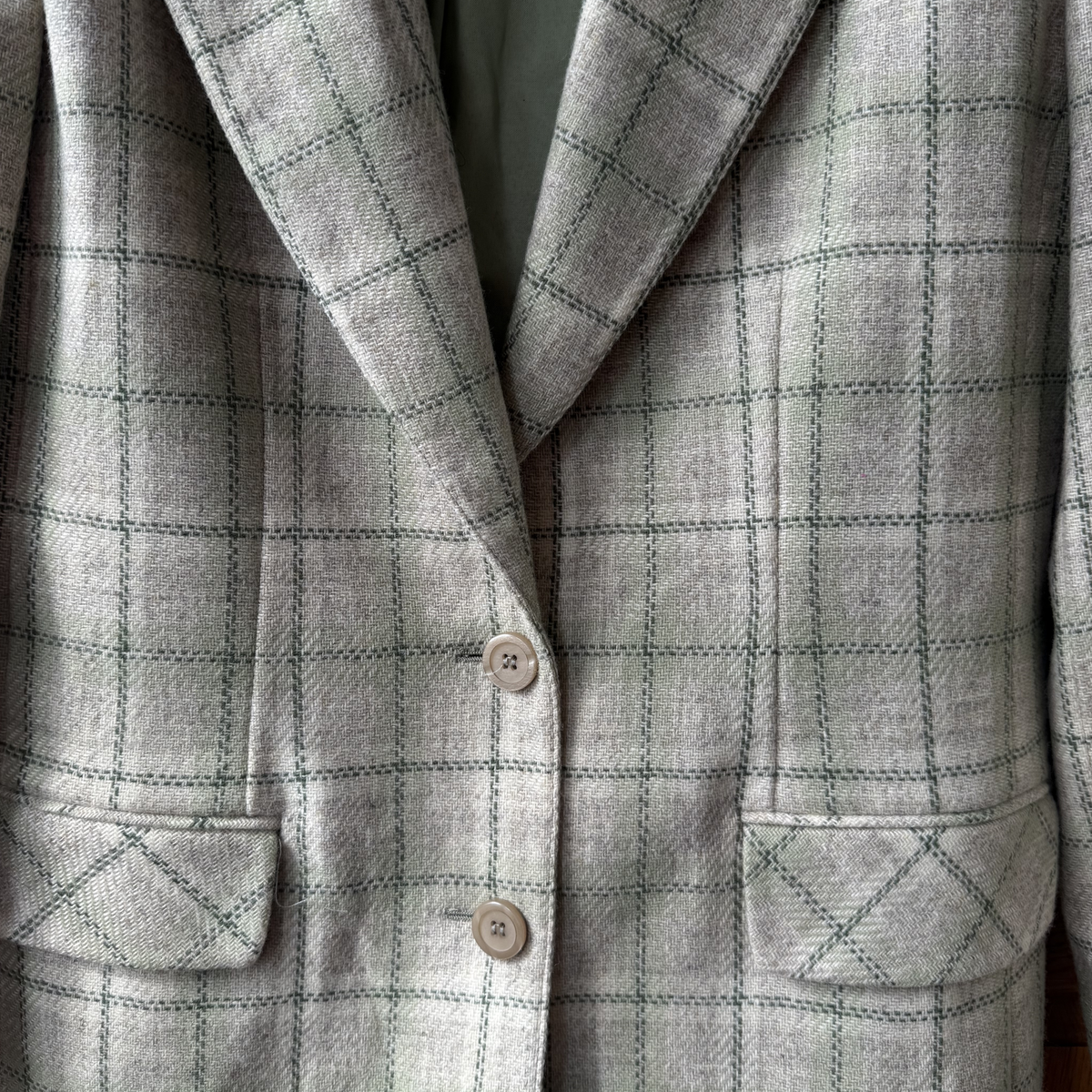 Vintage Green Windowpane Plaid Blazer