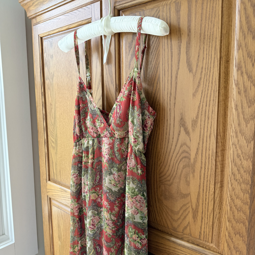Paisley Floral Chiffon Tiered Maxi Dress