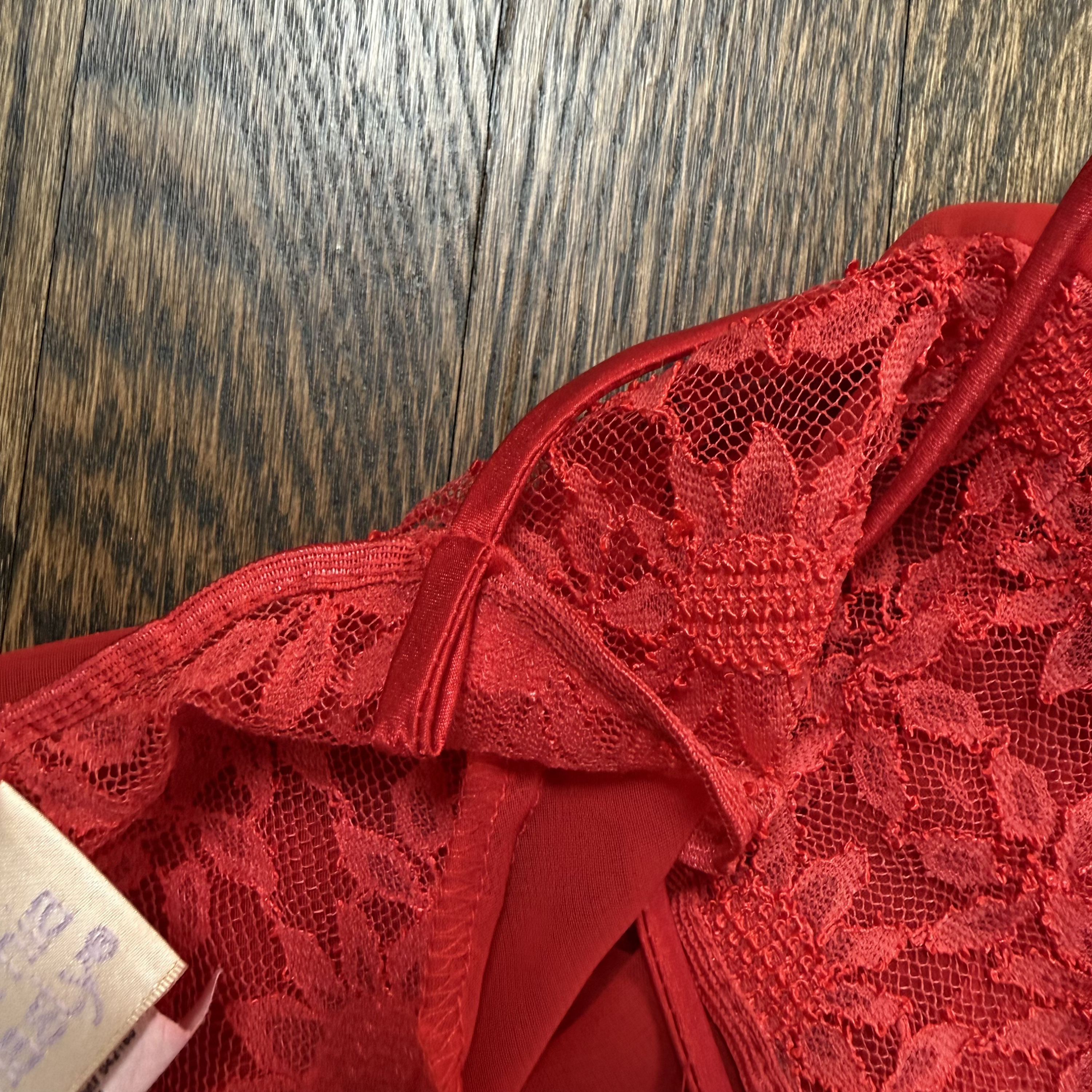Vintage Red Lace Chiffon Slip